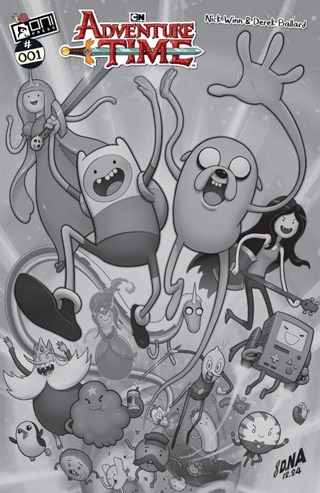 ADVENTURE TIME (2025) #1 1:100 DAVID NAKAYAMA B&W VARIANT 2025 Adventure Time ONI PRESS INC.