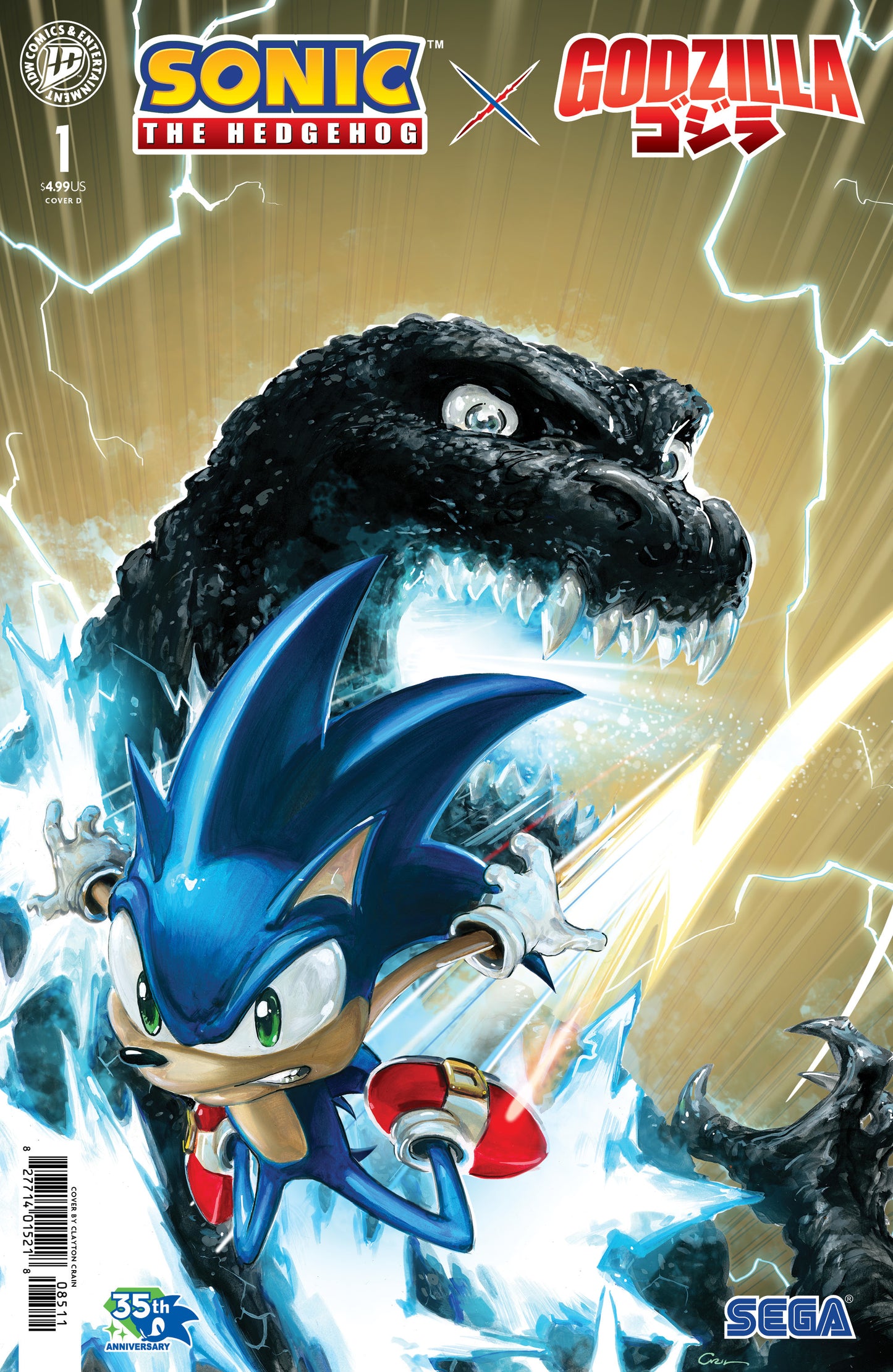 07/15/2026 Sonic the Hedgehog x Godzilla #1 Variant D (Crain) IDW PUBLISHING