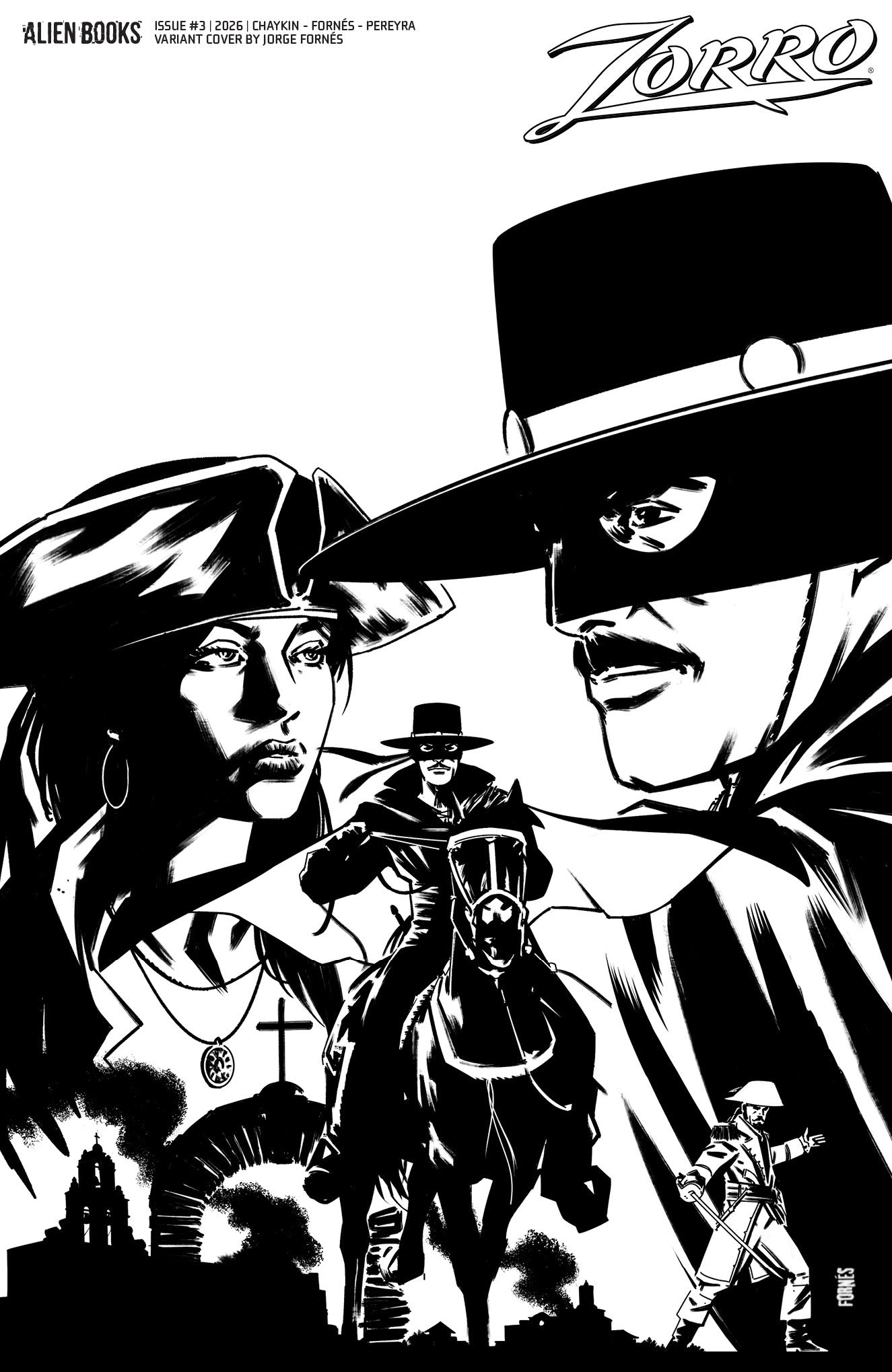 08/12/2026 Zorro #3 Variant D (Fornés B&W) IDW PUBLISHING