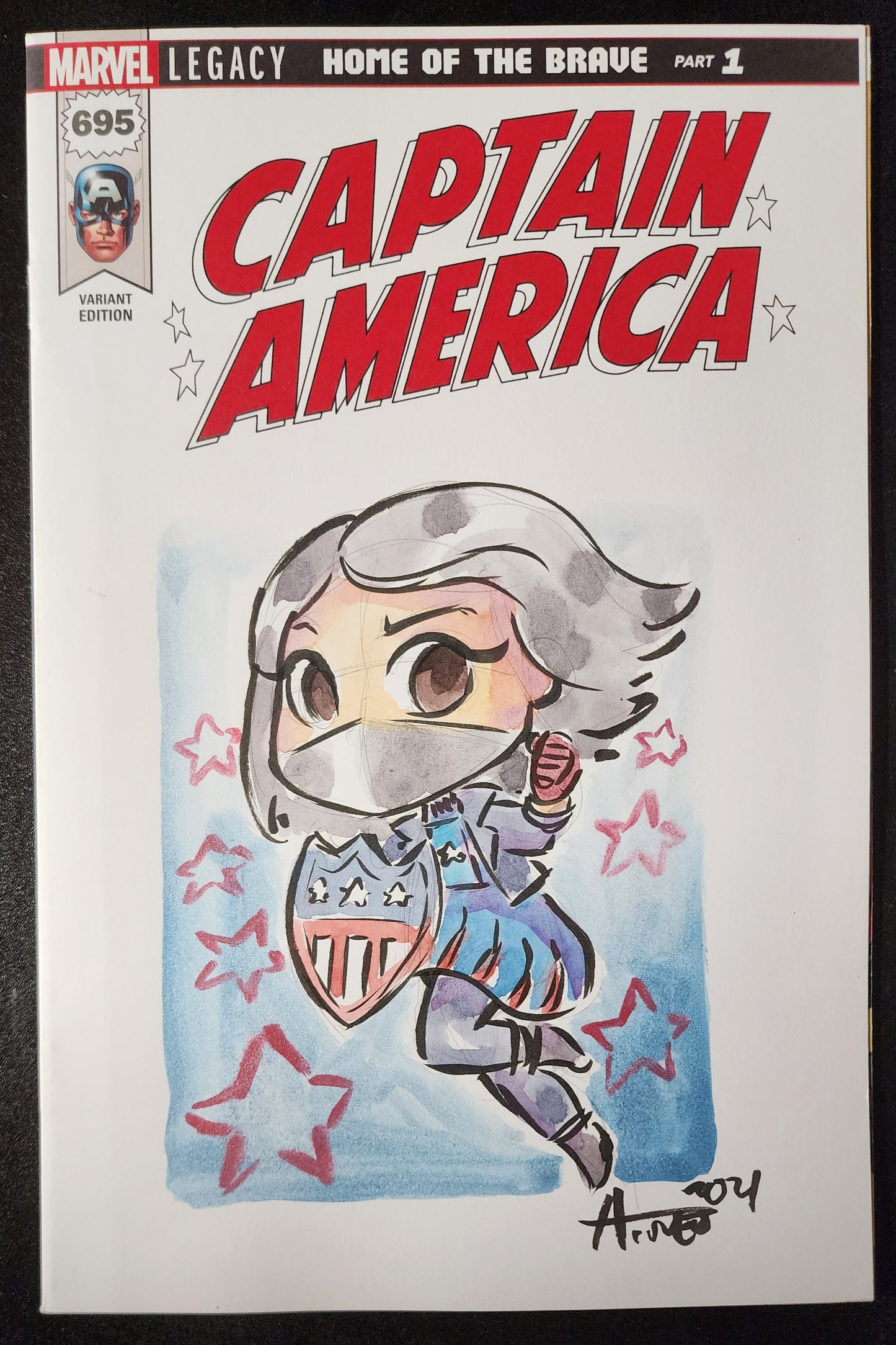 CAPTAIN AMERICA ARIELLE AGBAYANI BY AGNES GARBOWSKA ON CAPTAIN AMERICA #695 BLANK SKETCH COVER Captain America MARVEL COMICS