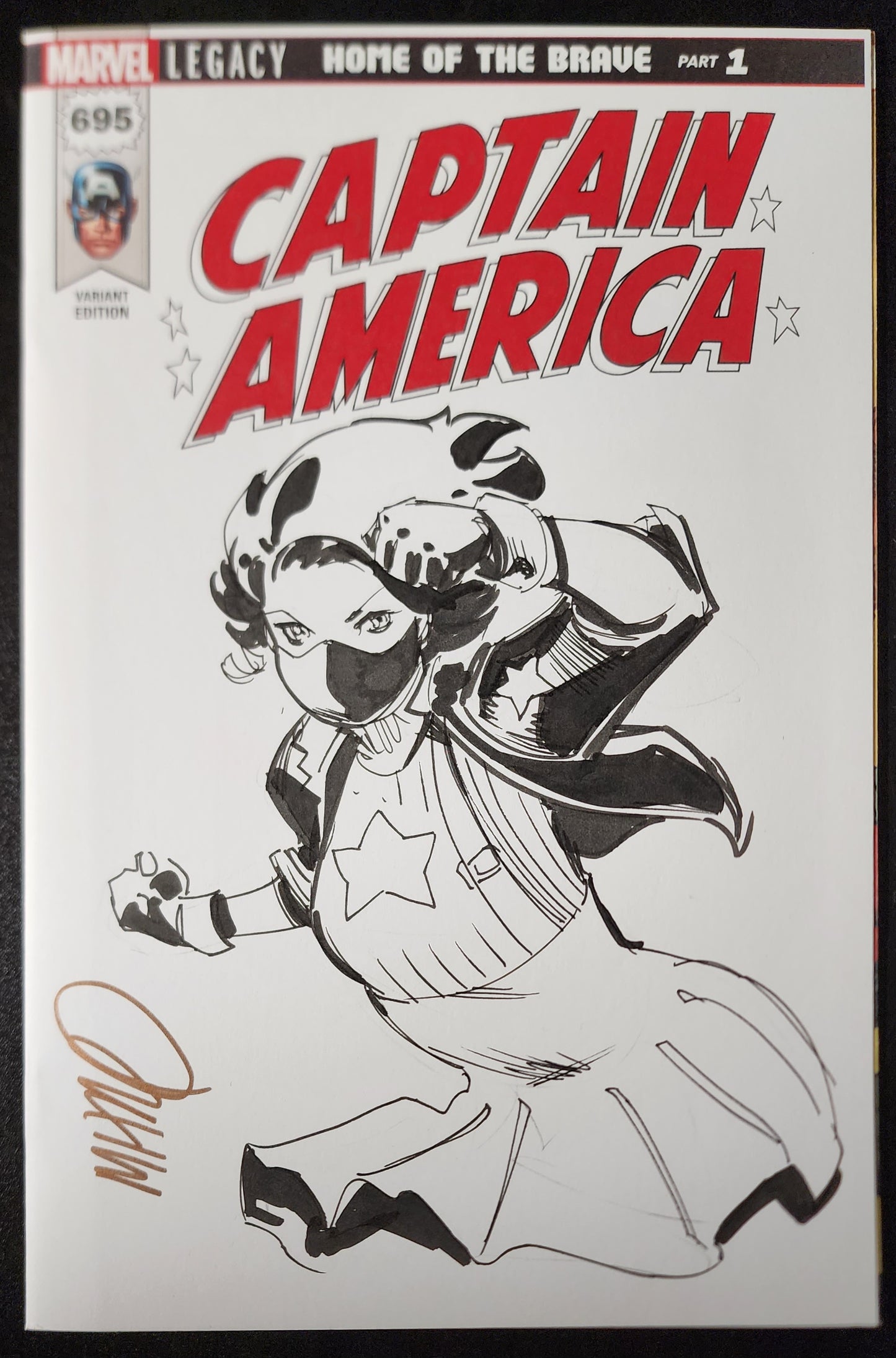 CAPTAIN AMERICA ARIELLE AGBAYANI BY POP MHAN ON AMERICA #695 BLANK SKETCH COVER Captain America MARVEL COMICS