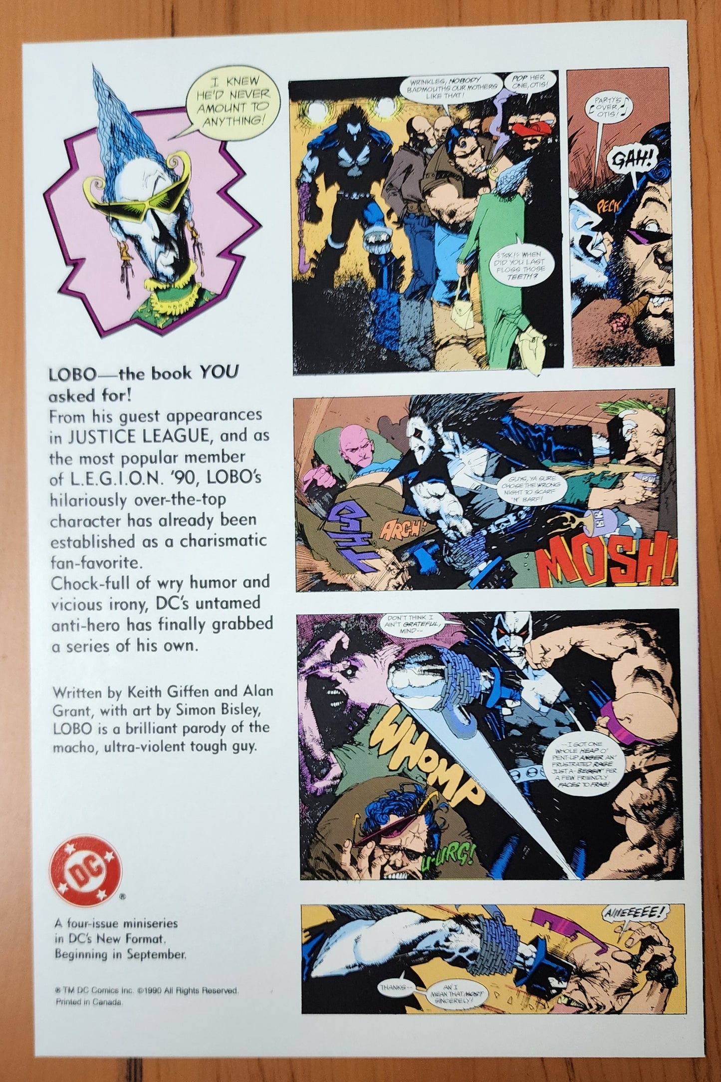 LOBO #1 NEWSSTAND 1990 w/ FREE POSTER Lobo DC COMICS