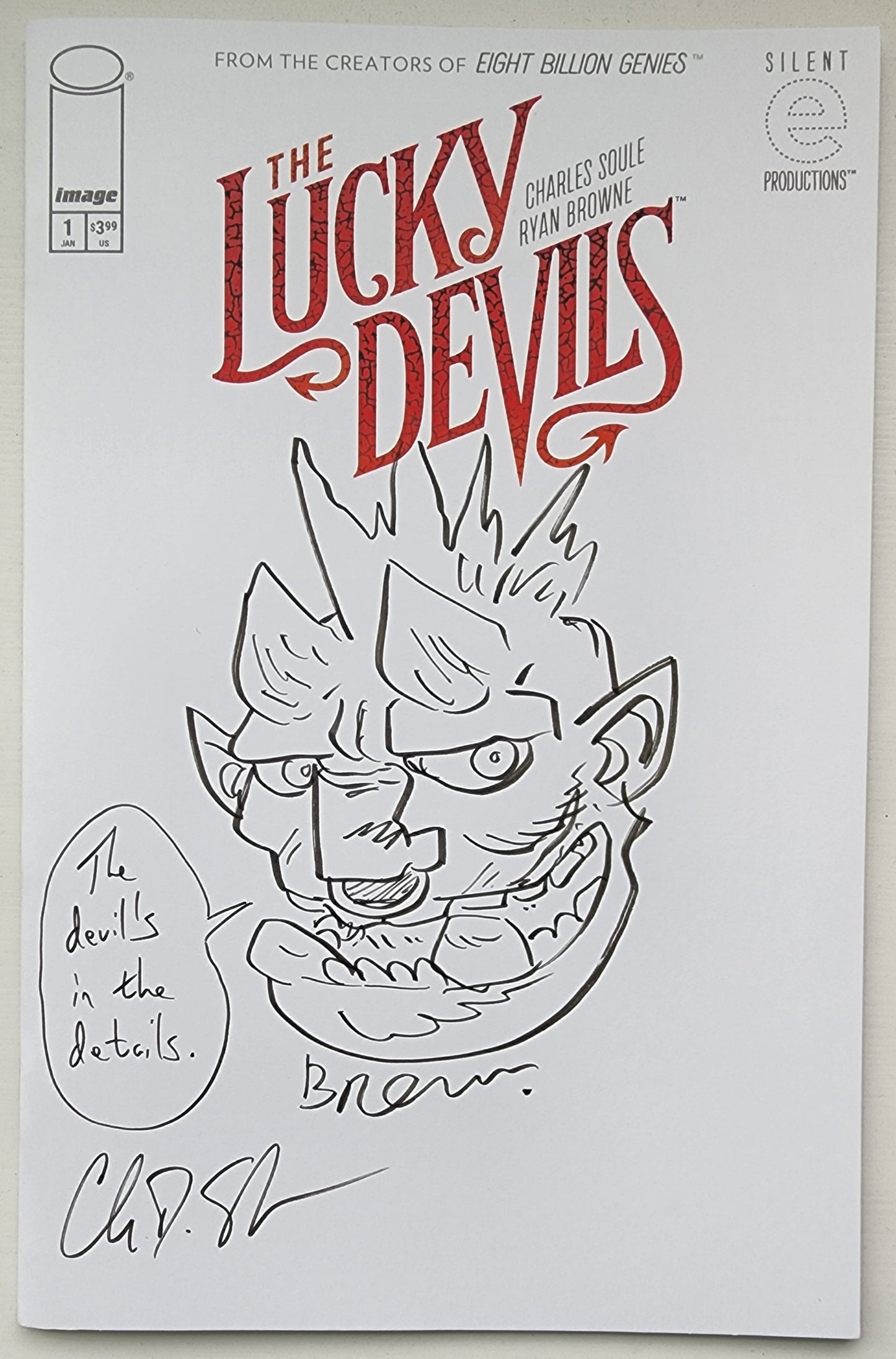 LUCKY DEVILS #1 1:100 SIGNED & SKETCHED SOULE BROWNE 2025 MARVEL COMICS