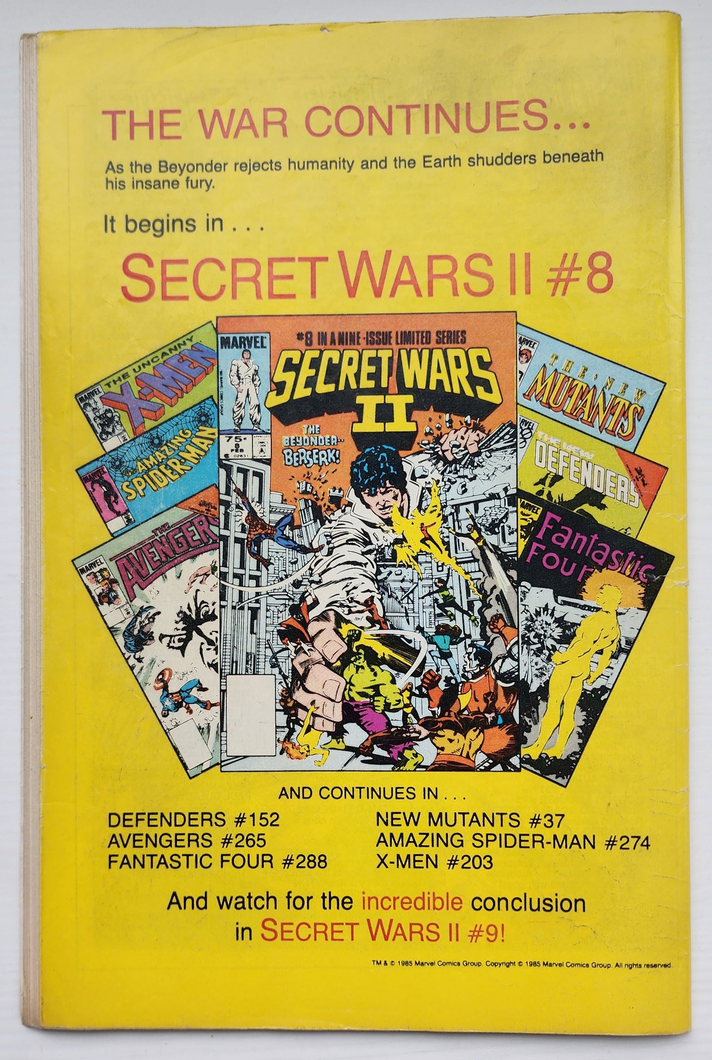 X-MEN ANNUAL #9 1985 NEWSSTAND HOMAGE X-Men MARVEL COMICS