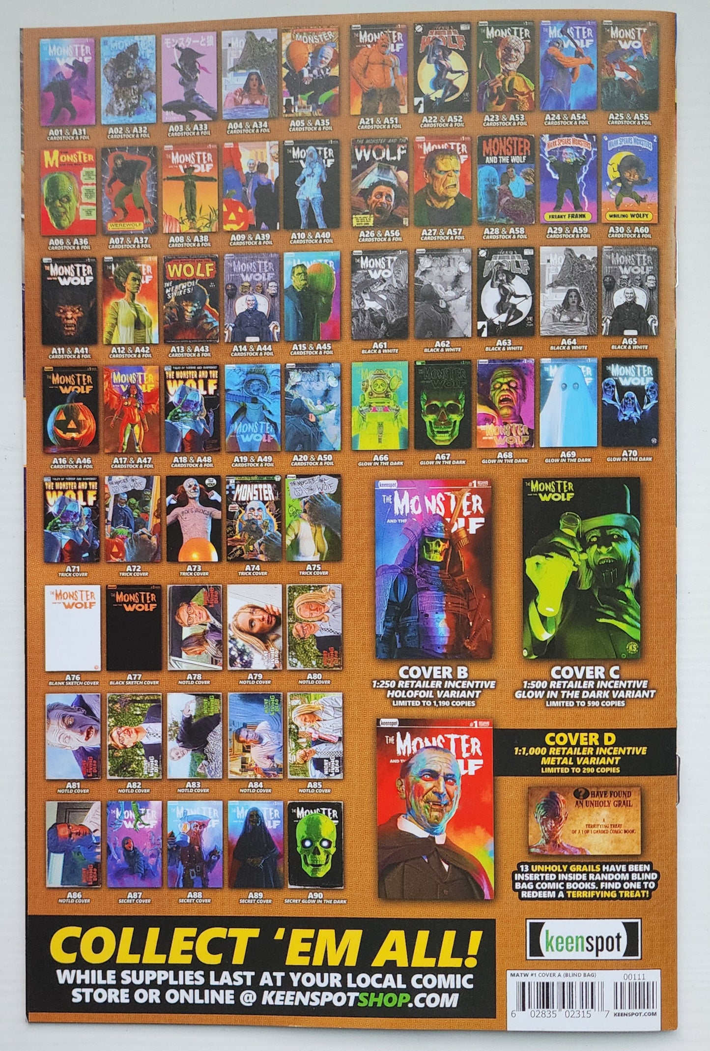 MARK SPEARS MONSTER & WOLF #1 BLIND BAG TRICK VARIANT A72 Universal Monsters KEENSPOT ENTERTAINMENT