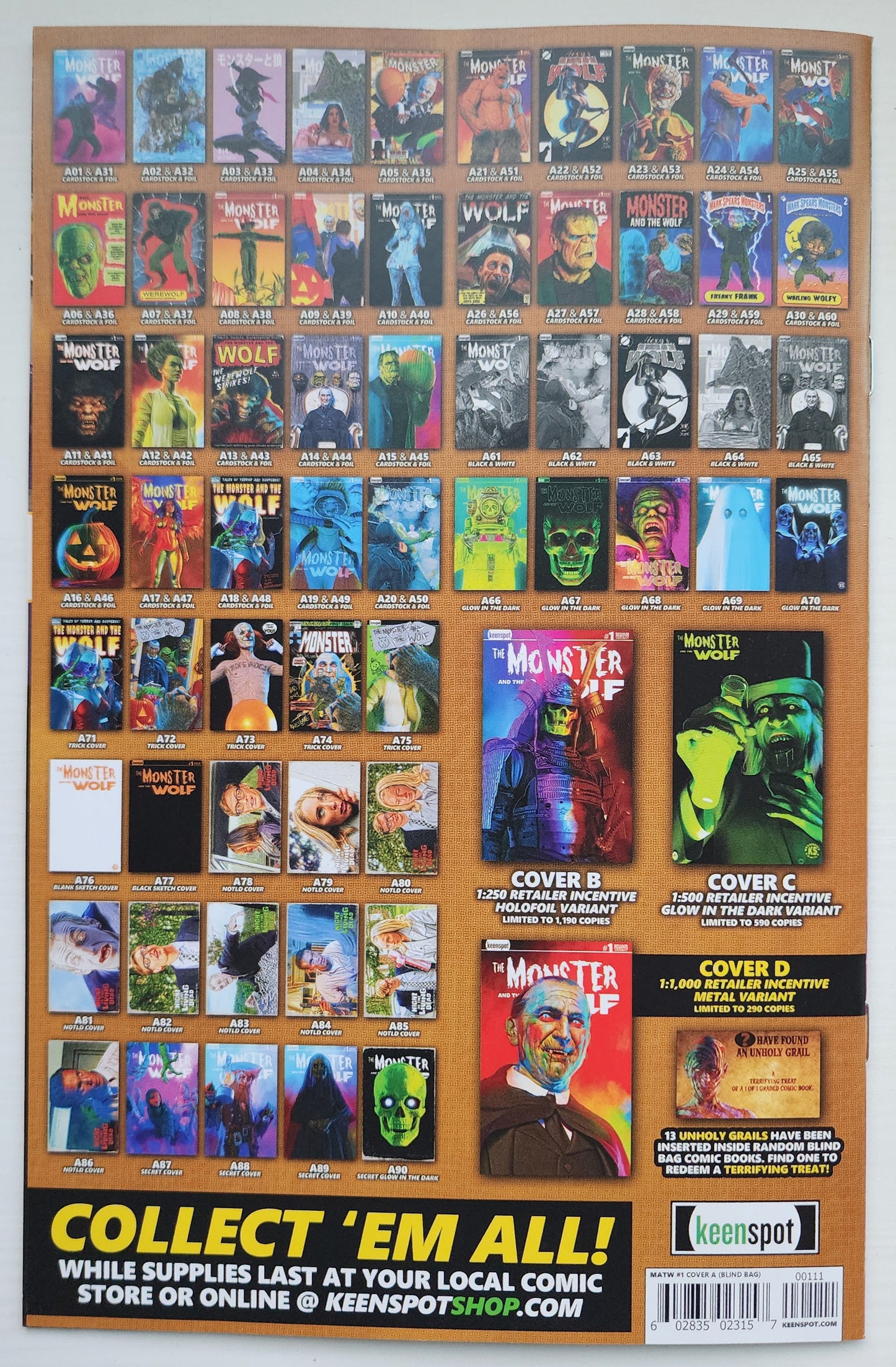 MARK SPEARS MONSTER & WOLF #1 BLIND BAG GLOW IN THE DARK VARIANT A68 Universal Monsters KEENSPOT ENTERTAINMENT