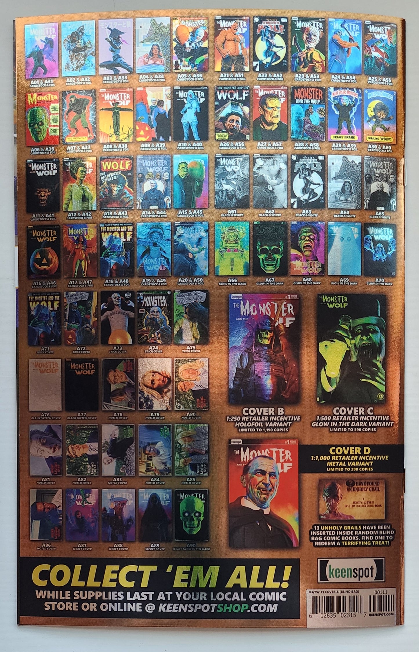 MARK SPEARS MONSTER & WOLF #1 BLIND BAG FOIL VARIANT A55 Universal Monsters KEENSPOT ENTERTAINMENT