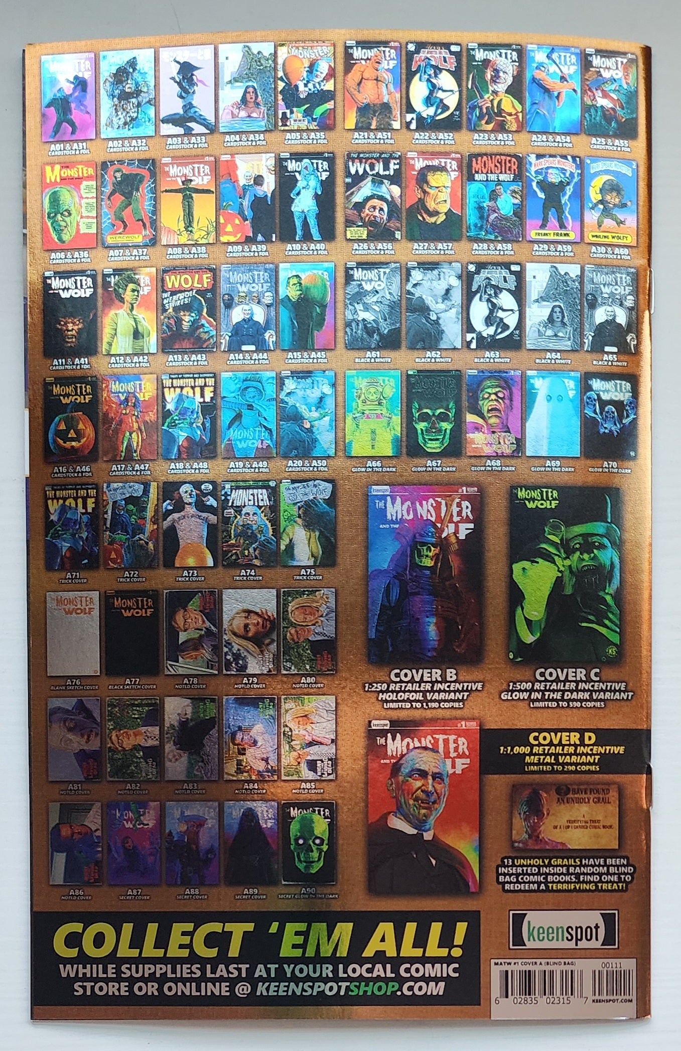 MARK SPEARS MONSTER & WOLF #1 BLIND BAG FOIL VARIANT A59 Universal Monsters KEENSPOT ENTERTAINMENT