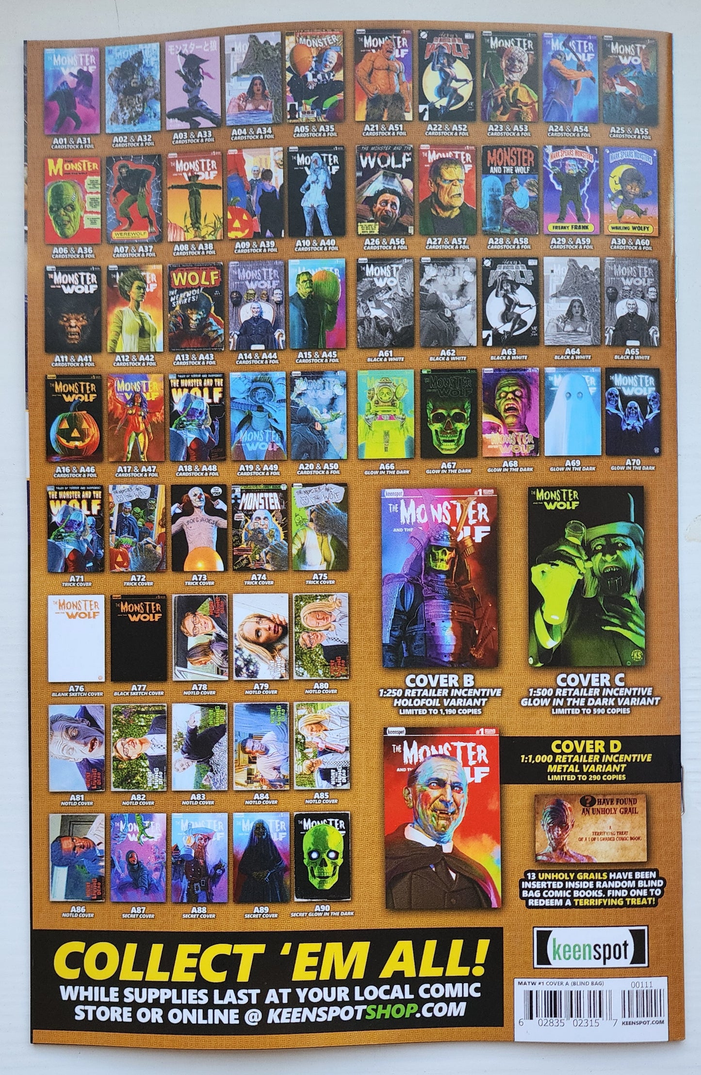 MARK SPEARS MONSTER & WOLF #1 BLIND BAG VARIANT A19 Universal Monsters DC Comics