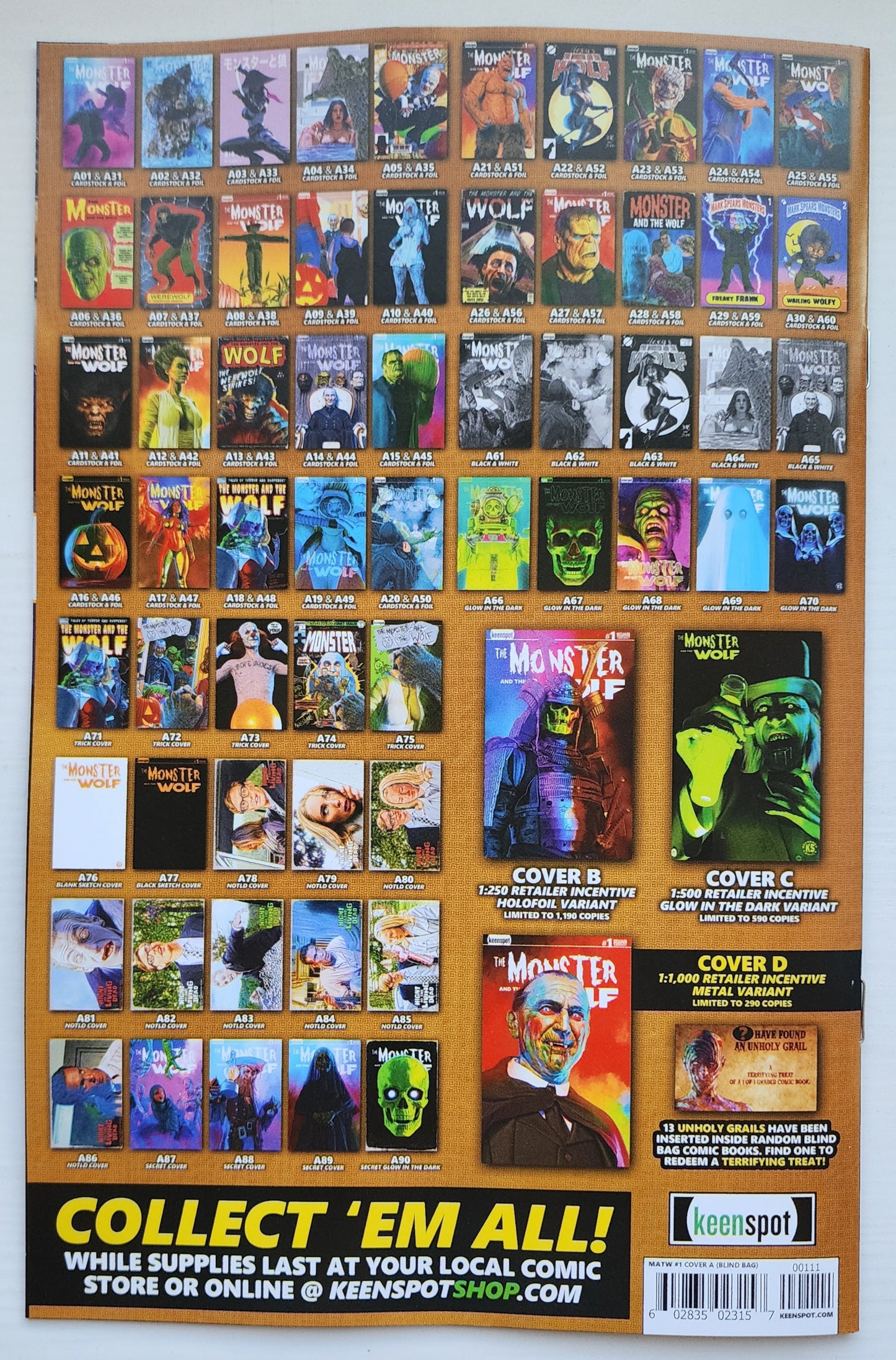 MARK SPEARS MONSTER & WOLF #1 BLIND BAG VARIANT A16 Universal Monsters DC Comics