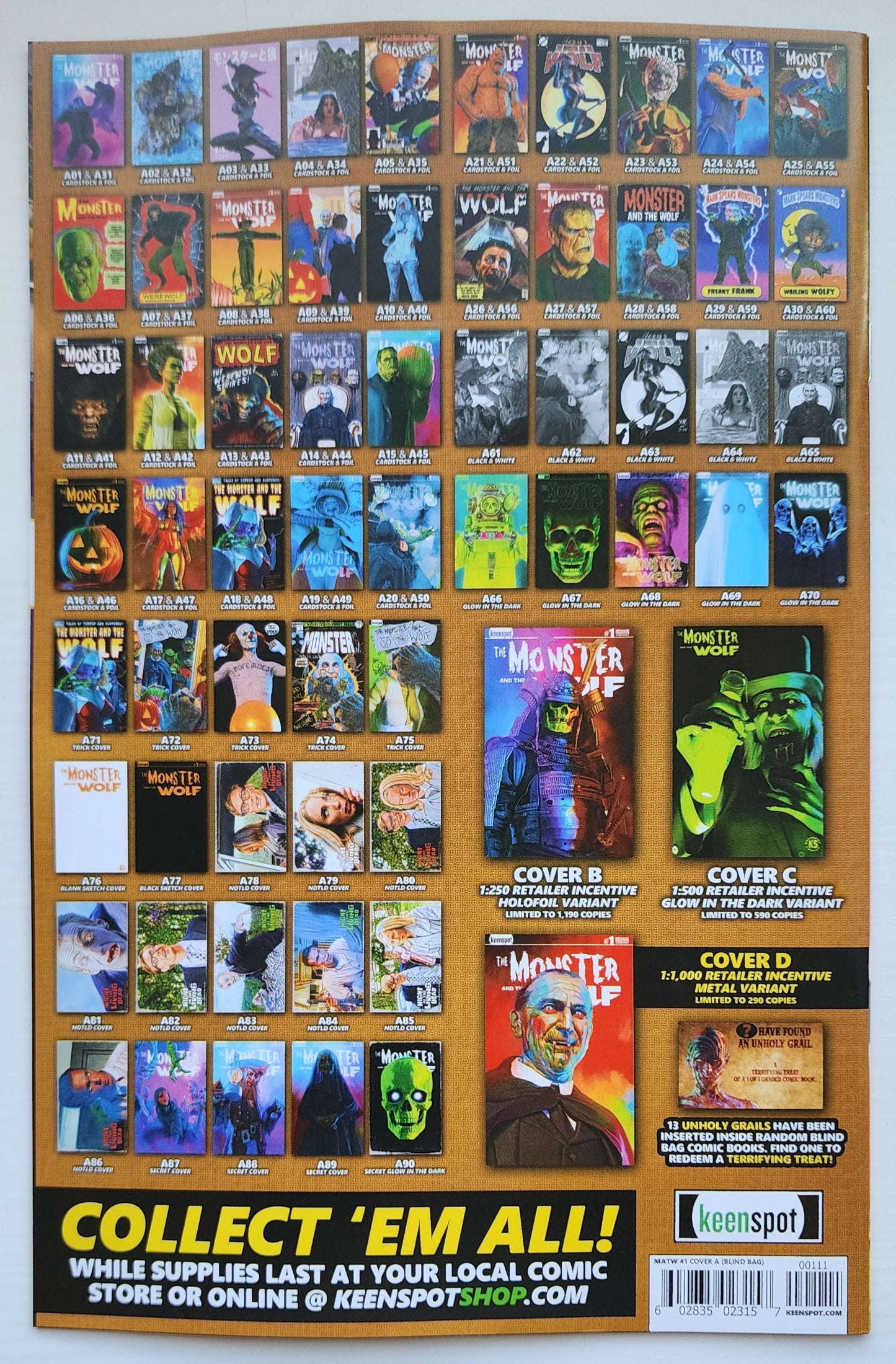 MARK SPEARS MONSTER & WOLF #1 BLIND BAG VARIANT A12 Universal Monsters DC Comics