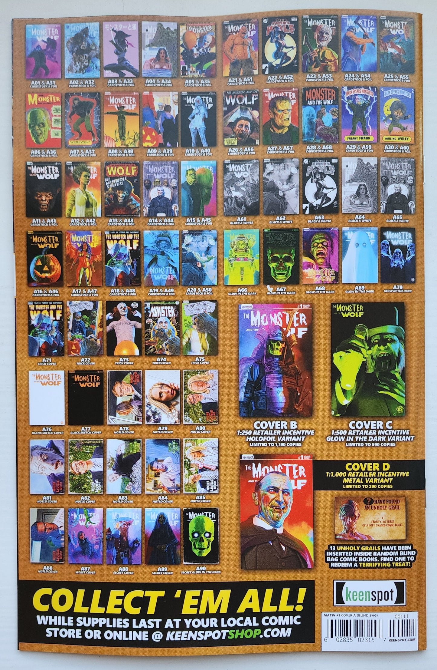 MARK SPEARS MONSTER & WOLF #1 BLIND BAG VARIANT A26 Universal Monsters DC Comics