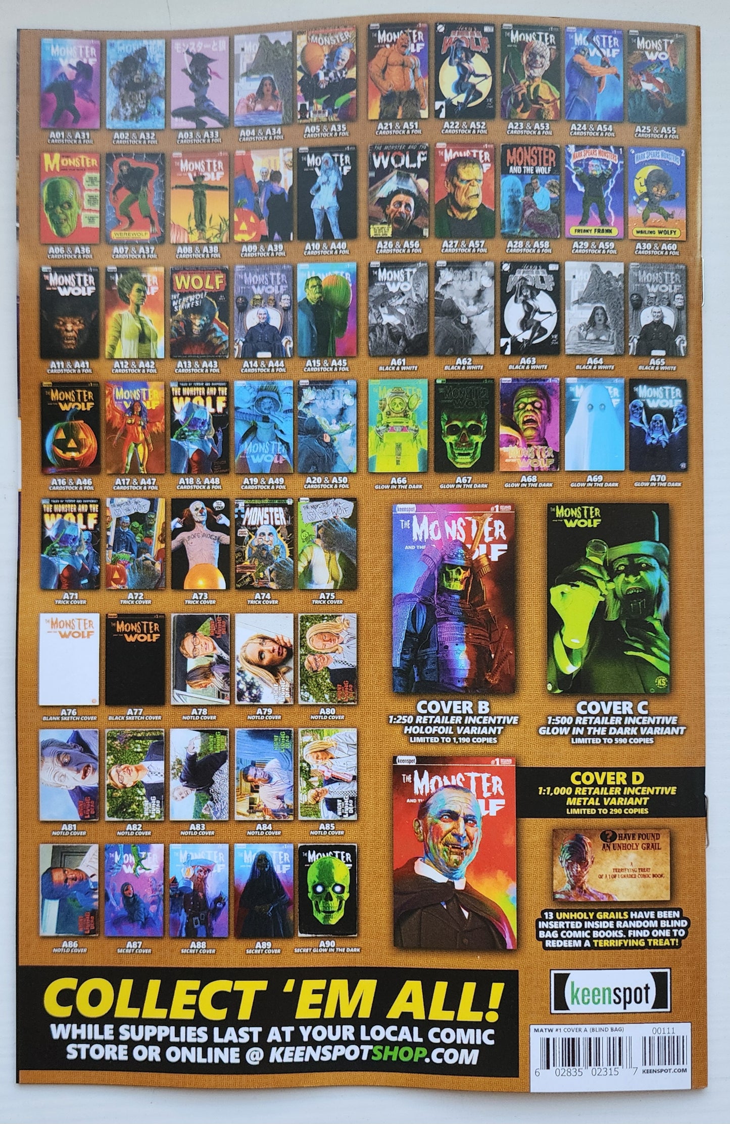 MARK SPEARS MONSTER & WOLF #1 BLIND BAG VARIANT A03 Universal Monsters DC Comics