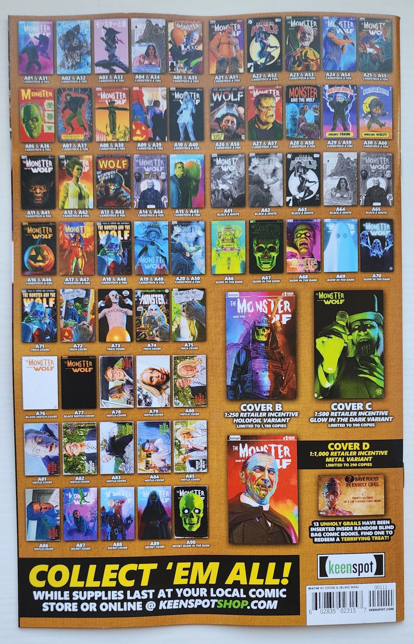 MARK SPEARS MONSTER & WOLF #1 BLIND BAG VARIANT A30 Universal Monsters DC Comics