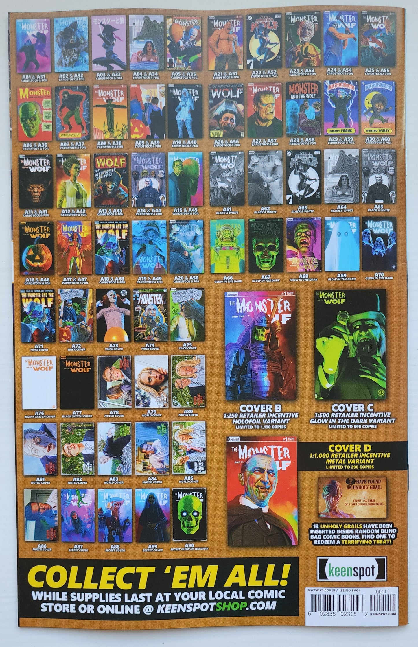 MARK SPEARS MONSTER & WOLF #1 BLIND BAG VARIANT A15 Universal Monsters DC Comics