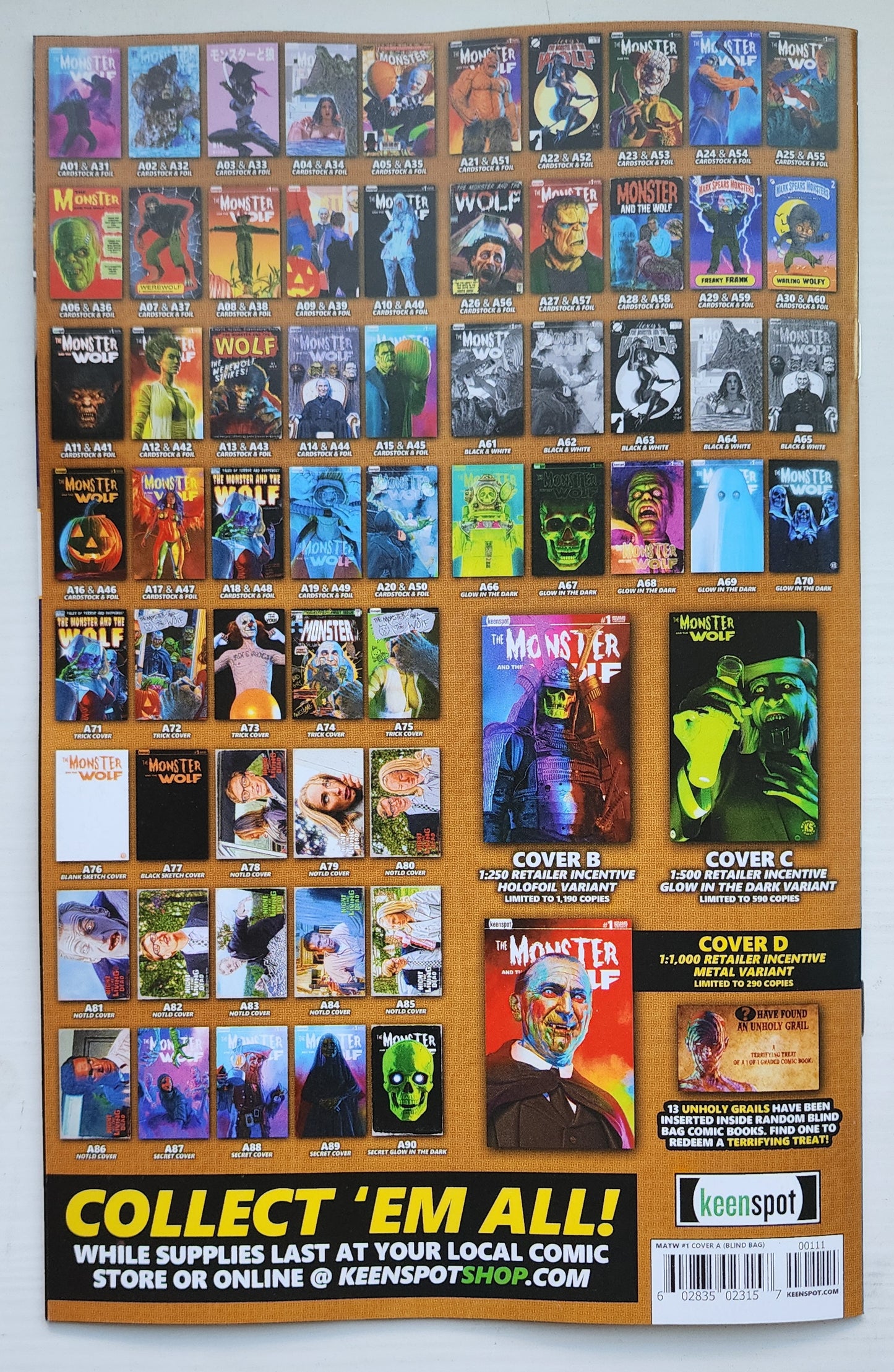 MARK SPEARS MONSTER & WOLF #1 BLIND BAG VARIANT A18 Universal Monsters DC Comics