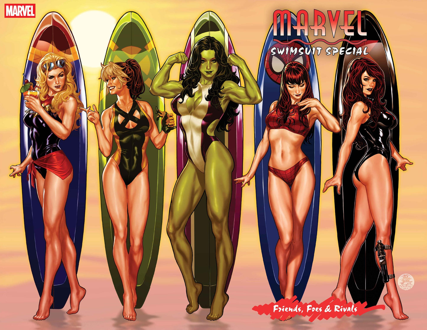 MARVEL SWIMSUIT SPECIAL FRIENDS FOES & RIVALS #1 WRAPAROUND VARIANT 2025 MARVEL PRH