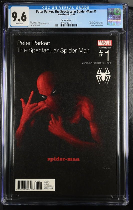 9.6 CGC PETER PARKER SPECTACULAR SPIDER-MAN #1 SPRATT HIP HOP VARIANT TUPAC 2017 [4397278013]