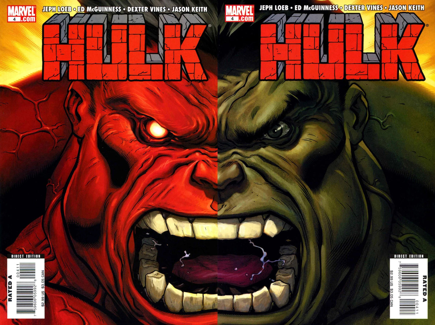 HULK #4 RED & GREEN HULK SET 2008 Hulk MARVEL COMICS