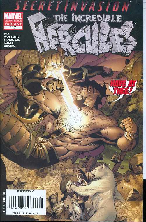 INCREDIBLE HULK HERCULES #117 2ND PRINT VARIANT 2008 Incredible Hulk MARVEL COMICS