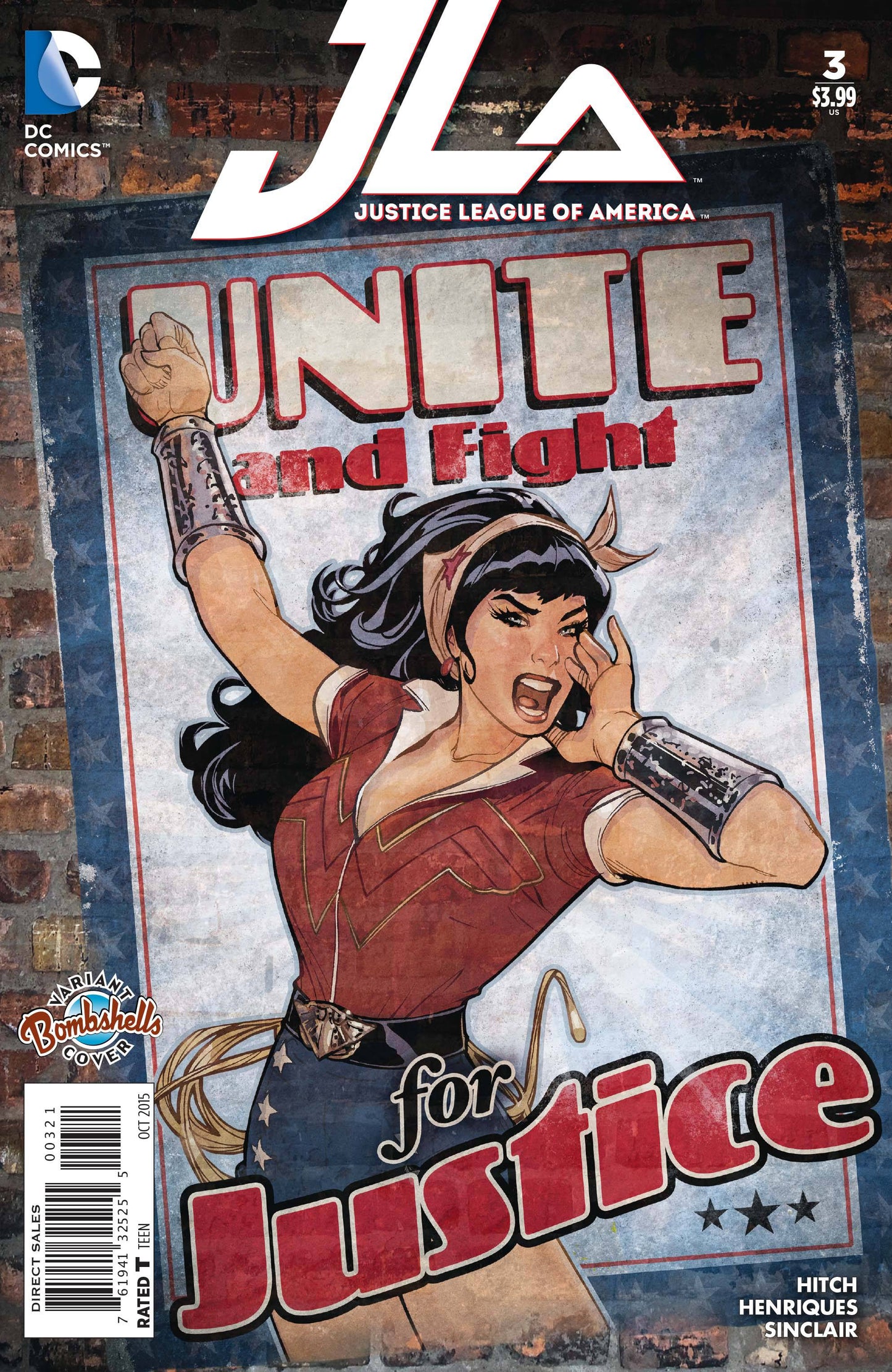 JUSTICE LEAGUE OF AMERICA #3 BOMBSHELLS VARIANT 2015 Justice Society of America DC COMICS
