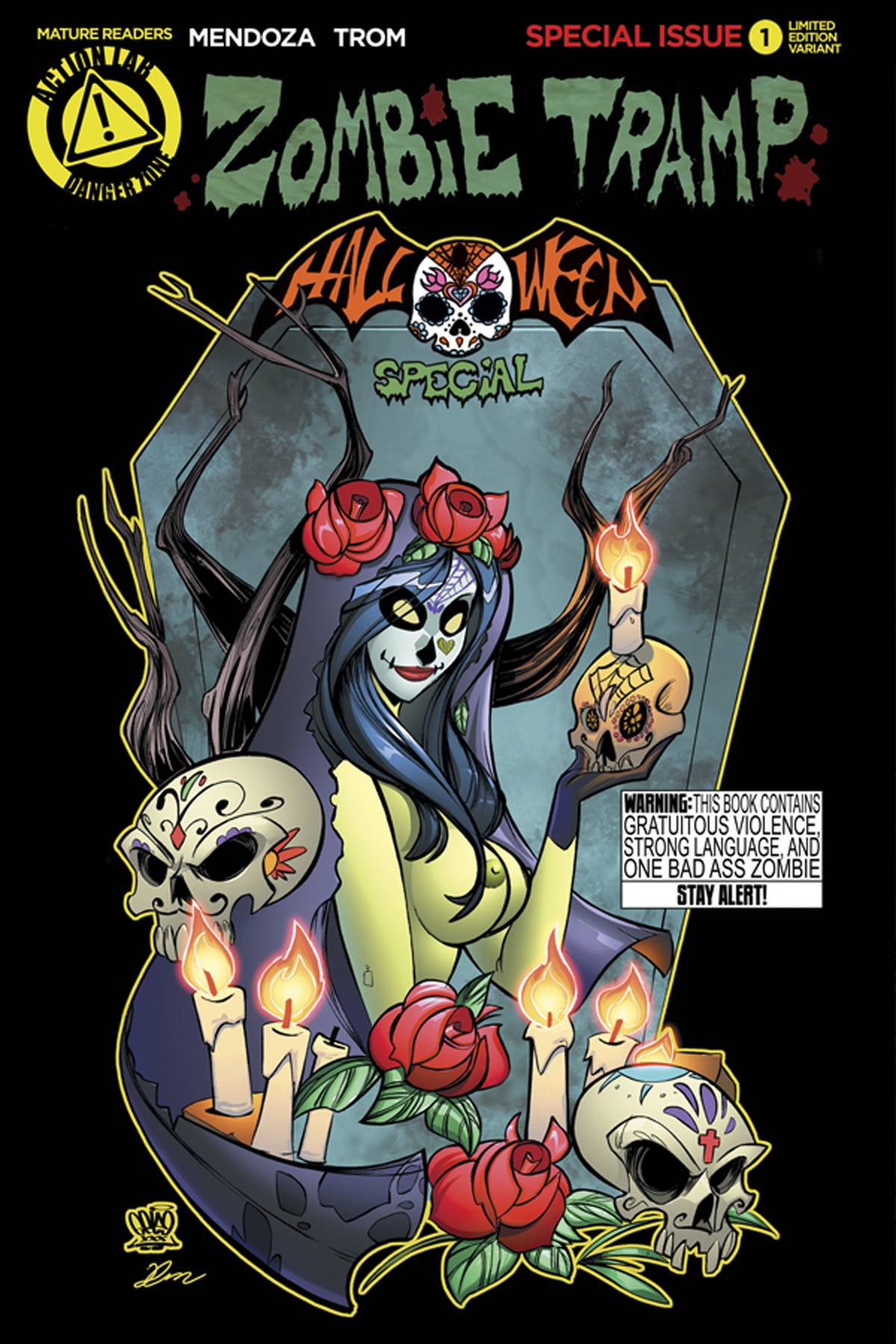 ZOMBIE TRAMP HALLOWEEN SPECIAL ONE SHOT TROM RISQUE VARIANT (MR) 2015 Zombie Tramp ACTION LAB - DANGER ZONE