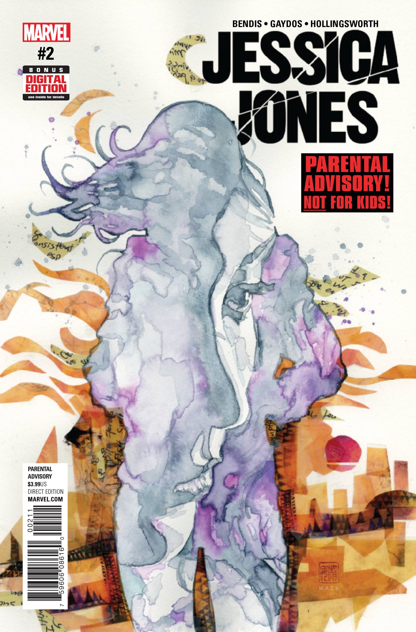 JESSICA JONES #2 DAVID MACK COVER 2016 Jessica Jones MARVEL COMICS