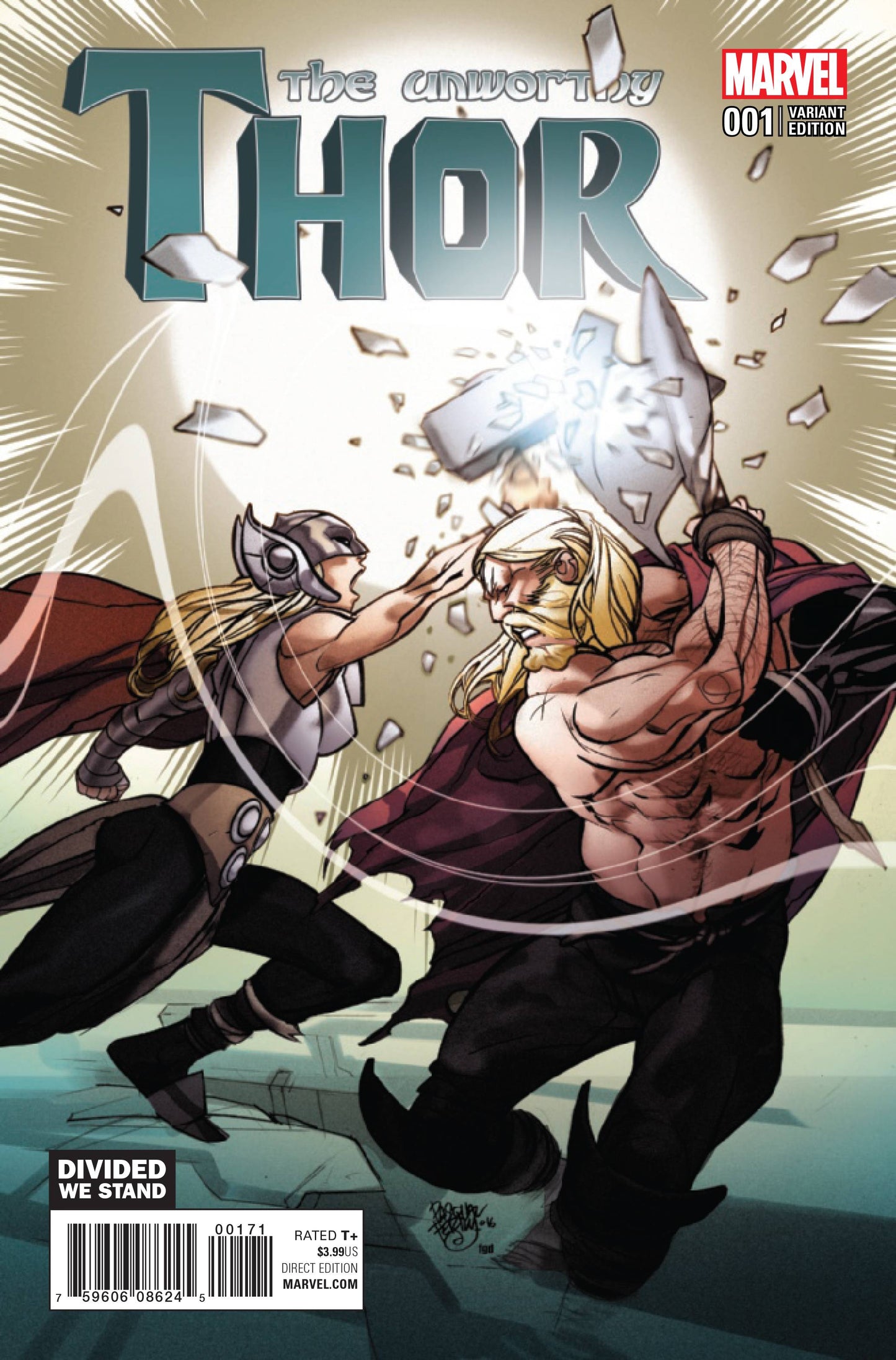 UNWORTHY THOR #1 FERRY DIVIDED WE STAND VARIANT 2016 Unworthy Thor MARVEL COMICS