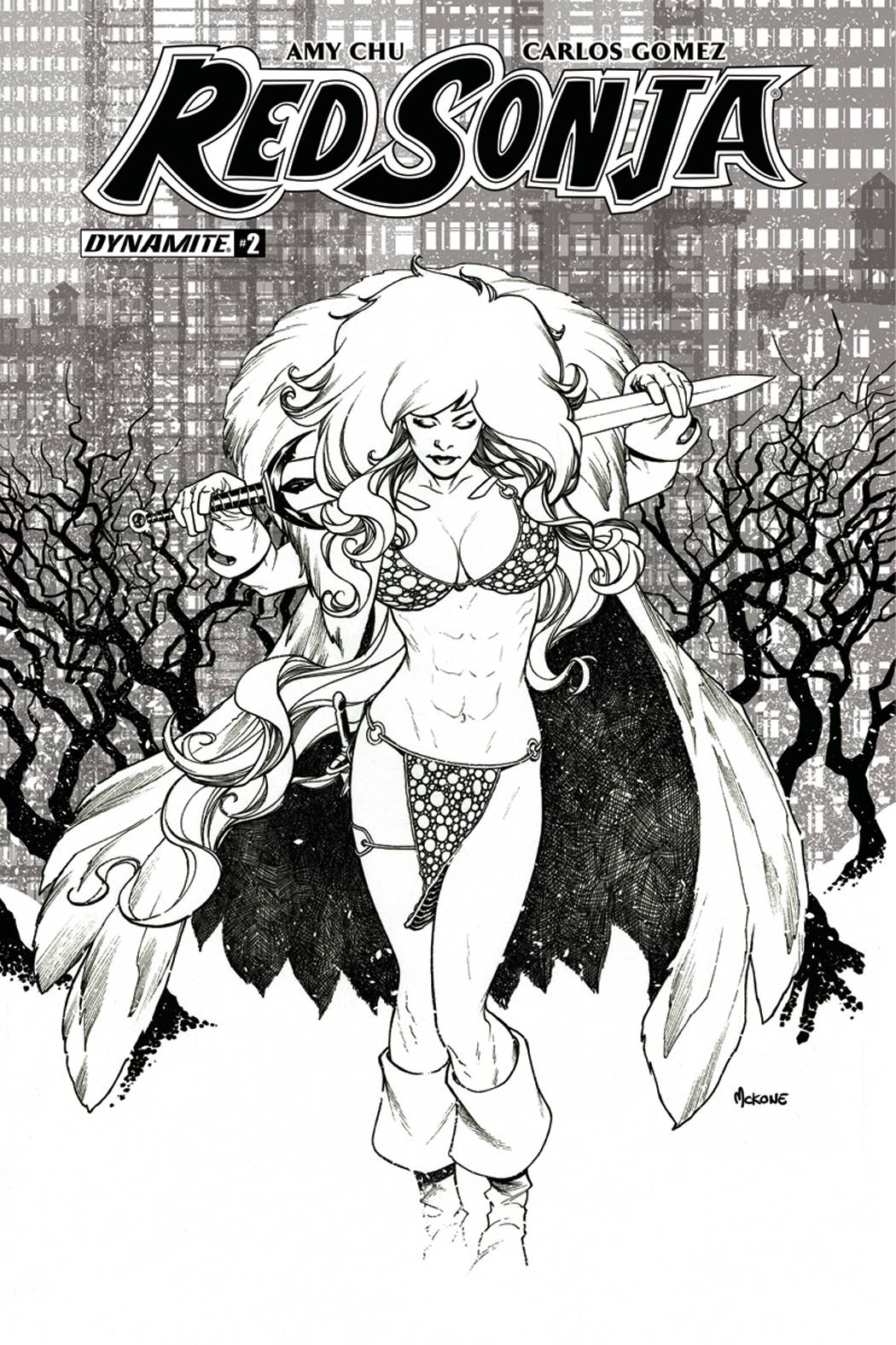 RED SONJA #2 1:20 B&W MCKONE VARIANT 2017 Red Sonja D. E.