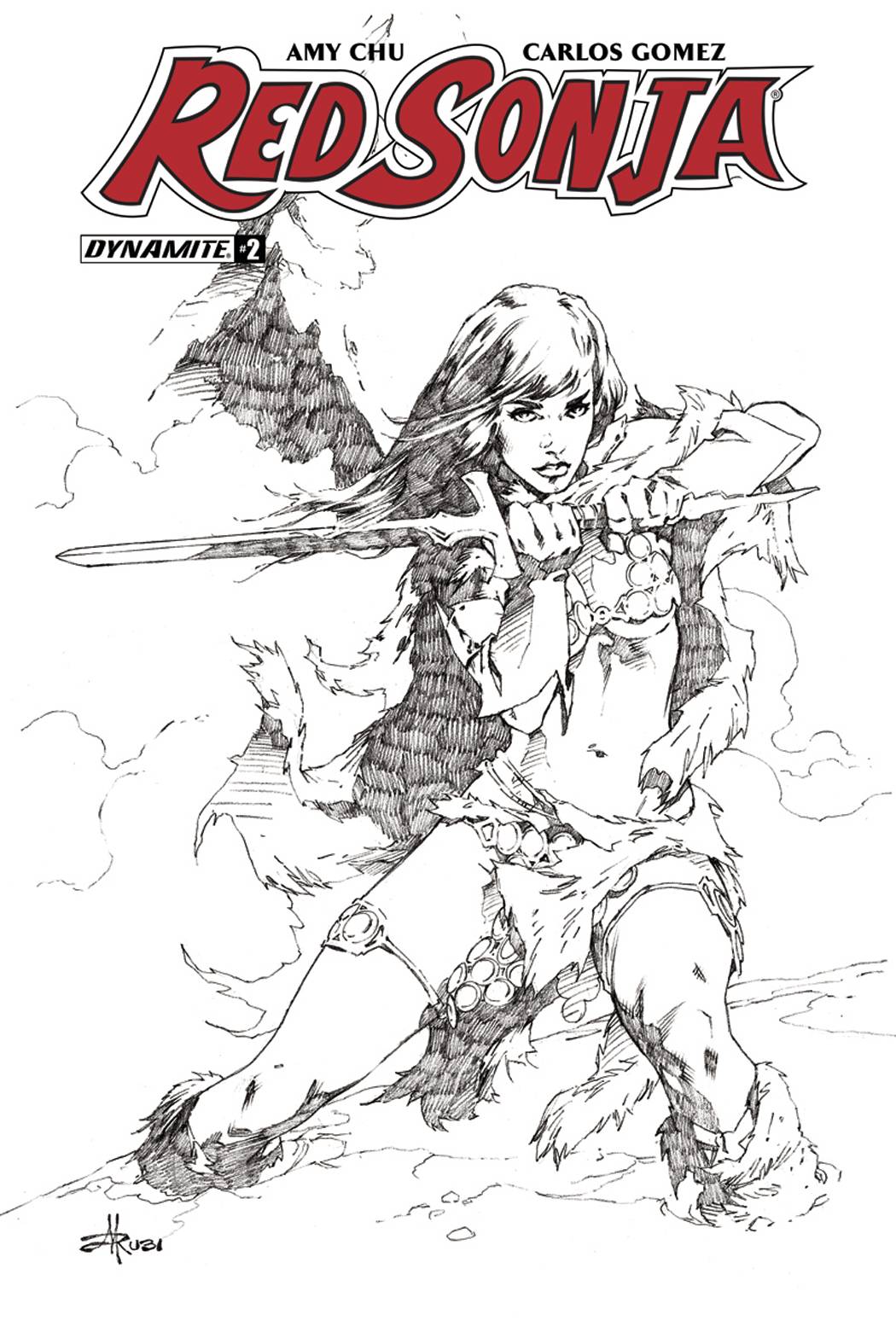 RED SONJA #2 1:30 B&W RUBI VARIANT 2017 Red Sonja D. E.