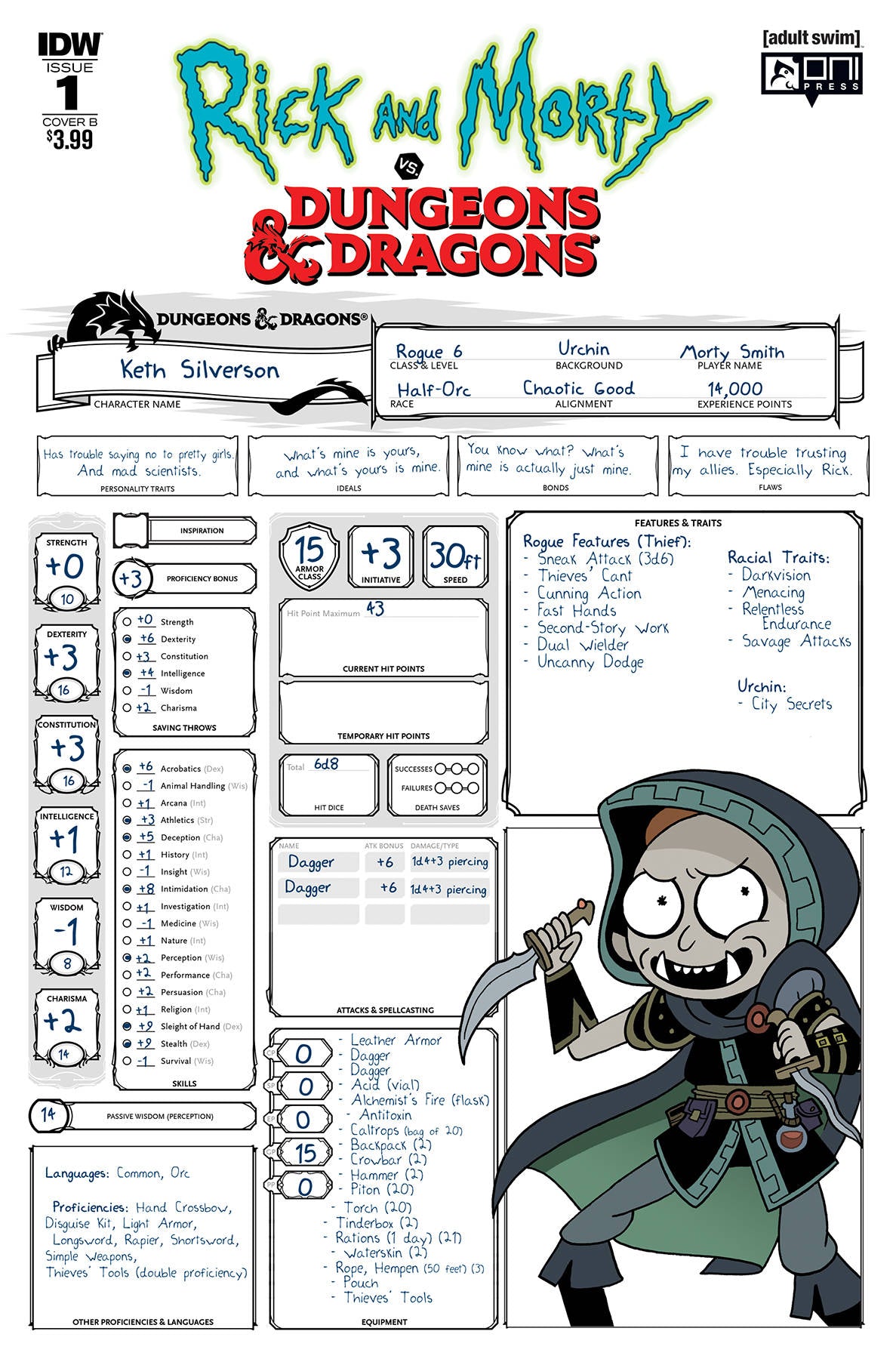 RICK & MORTY VS DUNGEONS & DRAGONS #1 (OF 4) CVR B LITTLE 2018 Rick & Morty ONI PRESS INC.