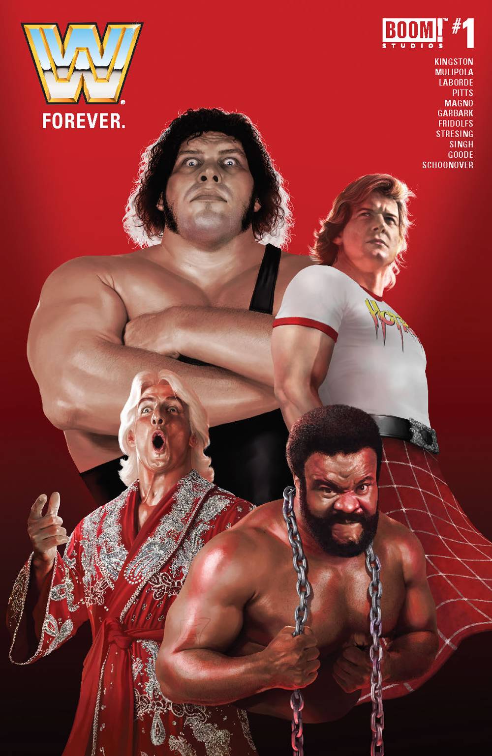 WWE FOREVER #1 MAIN RAHZZAH ANDRE GIANT RIC FLAIR RODDY PIPER 2019 WWE BOOM! STUDIOS