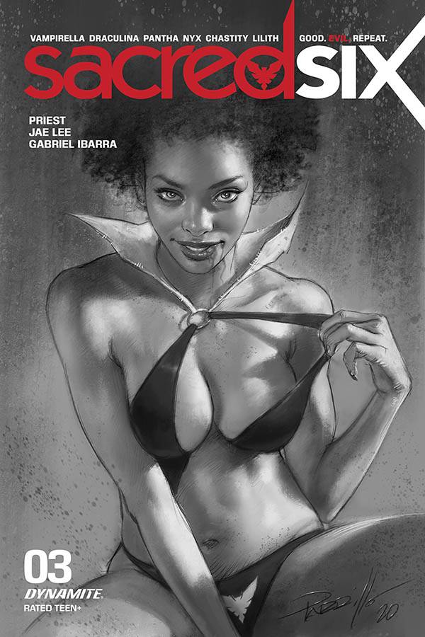 SACRED SIX #3 PARRILLO 1:25 B&W VARIANT 2020 Vampirella DYNAMITE