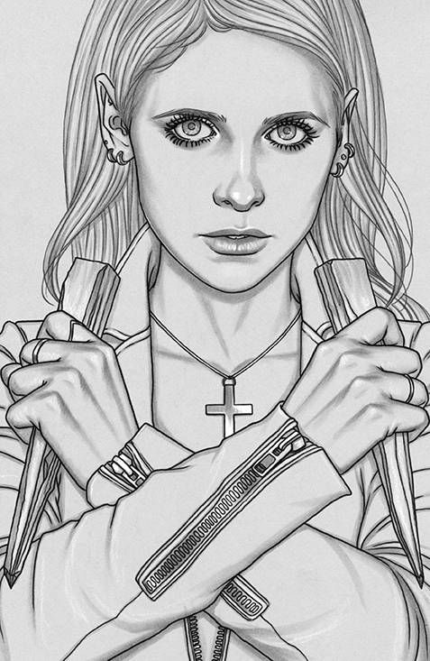 BUFFY VAMPIRE SLAYER 25TH ANNIVERSARY #1 FRISON GREYSCALE 1:25 VIRGIN VARIANT 2022 Buffy the Vampire Slayer BOOM! STUDIOS
