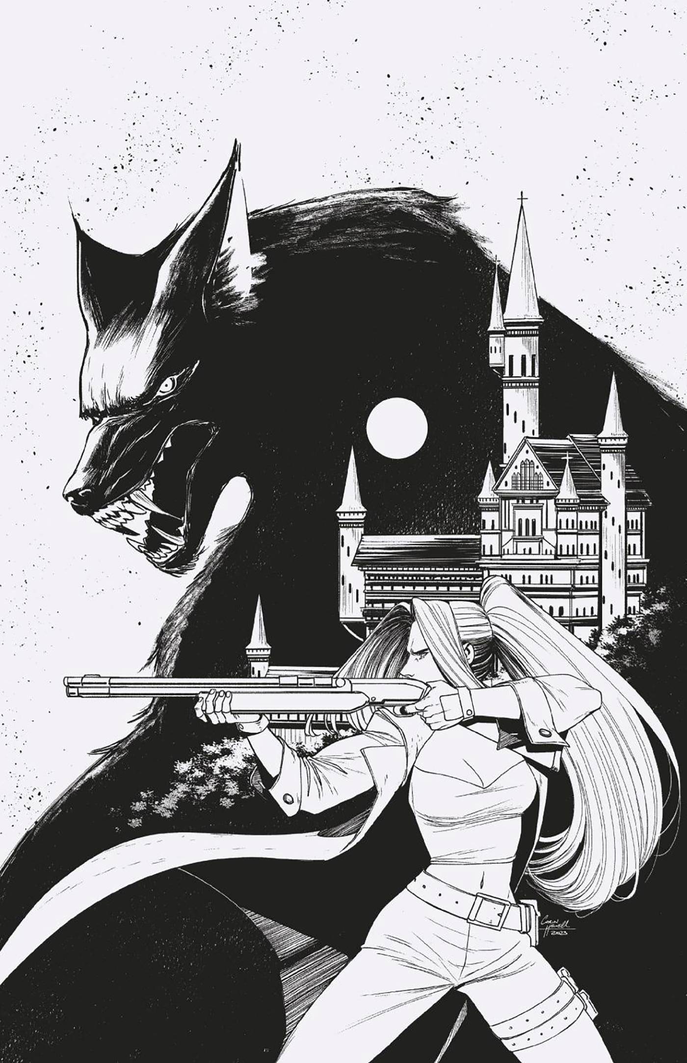 WEREWOLF BY NIGHT #1 1:100 HOWELL B&W VIRGIN VARIANT 2023 Werewolf by Night MARVEL PRH