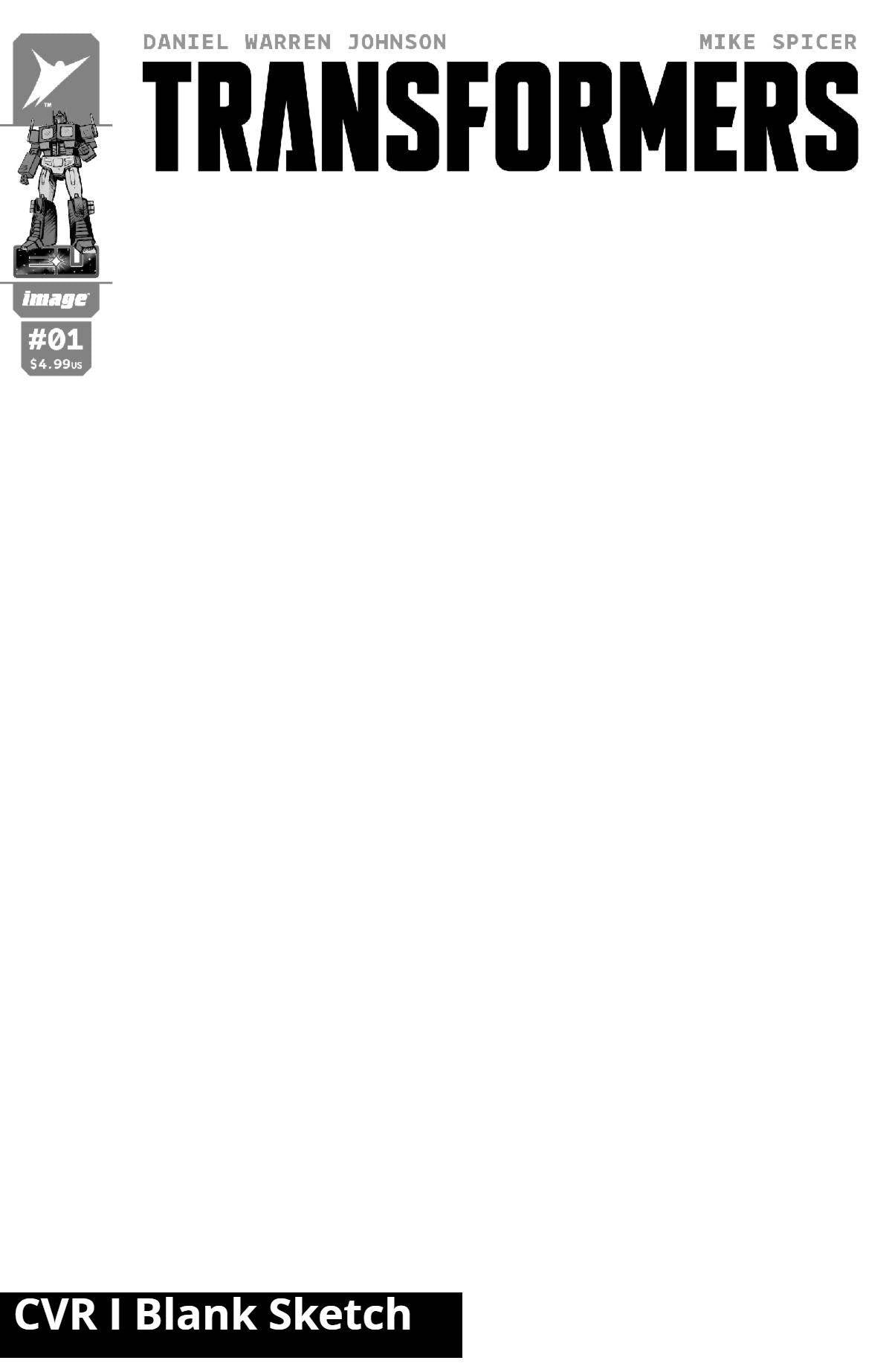TRANSFORMERS #1 BLANK SKETCH VARIANT 2023 Transformers IMAGE COMICS BUY-SELL