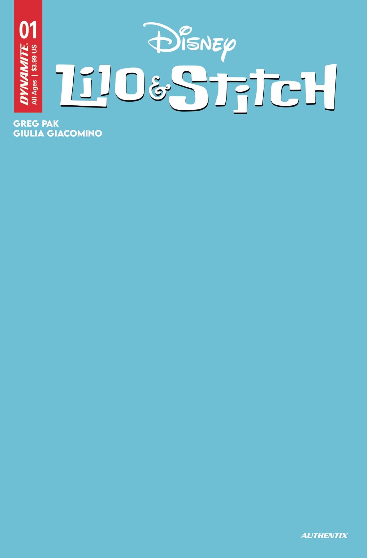 LILO & STITCH #1 BLUE BLANK VARIANT 2024 Disney DYNAMITE