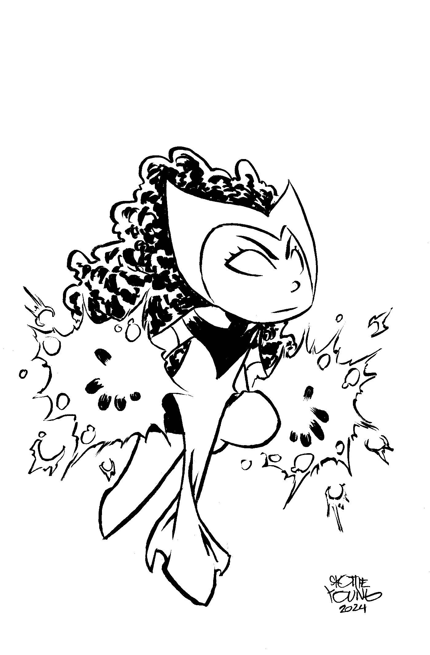 SCARLET WITCH #1 SKOTTIE YOUNG 1:50 B&W VIRGIN VARIANT 2024 Scarlet Witch MARVEL COMICS