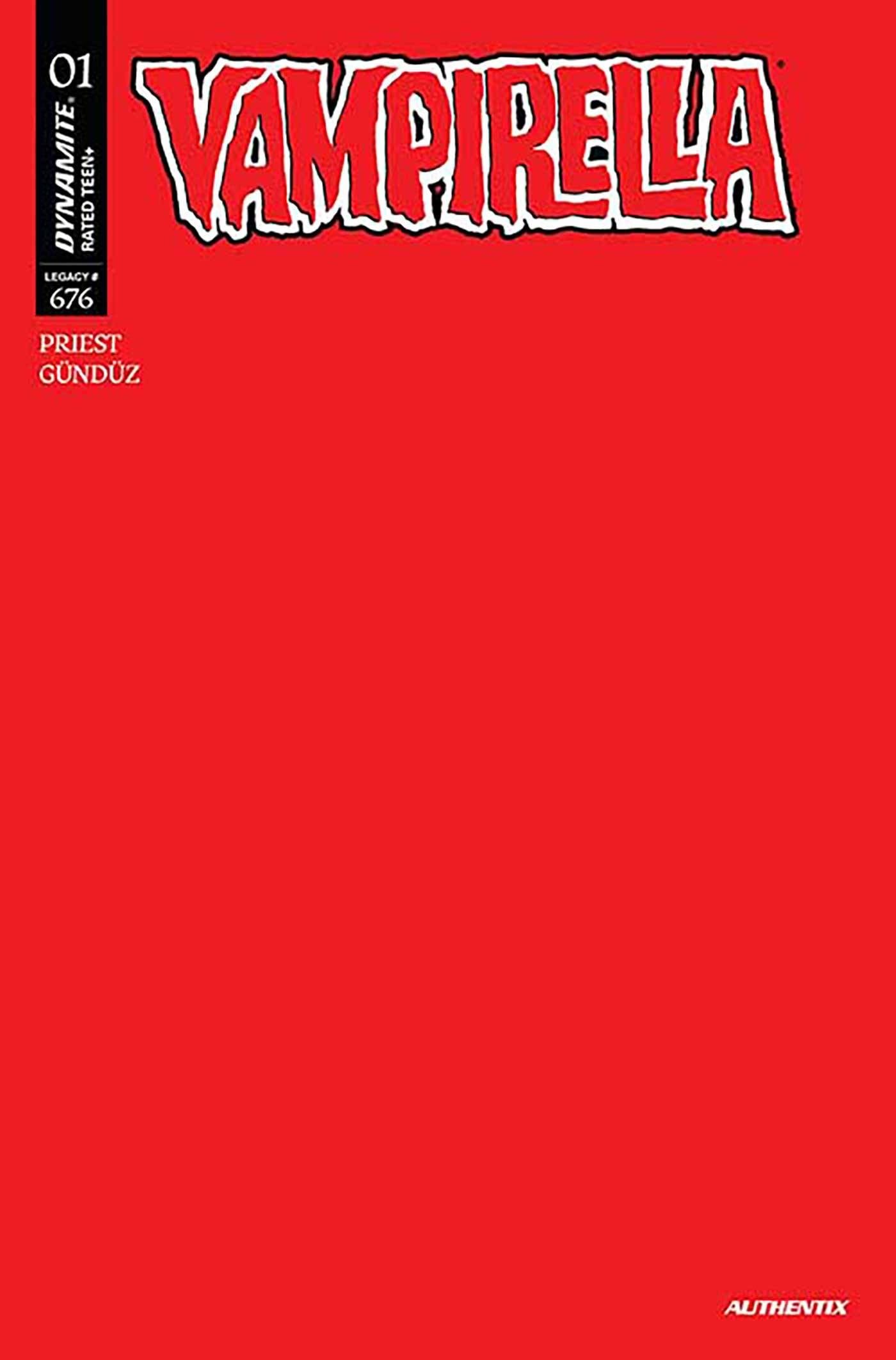 VAMPIRELLA (2025) #1 CVR ZC FOC BONUS RED BLANK AUTHENTIX VARIANT 2025 Vampirella DYNAMITE