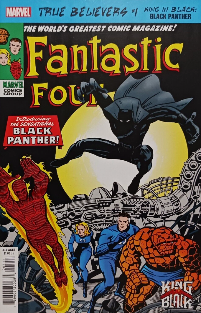 TRUE BELIEVERS KING IN BLACK BLACK PANTHER #1 (1ST APP BLACK PANTHER) Fantastic Four MARVEL COMICS