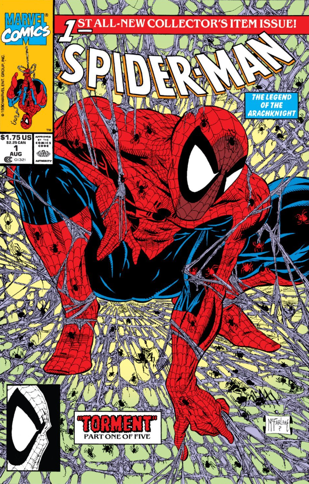 SPIDER-MAN #1 GREEN MCFARLANE 1990 (NOT POLYBAGGED) Spider-Man MARVEL COMICS