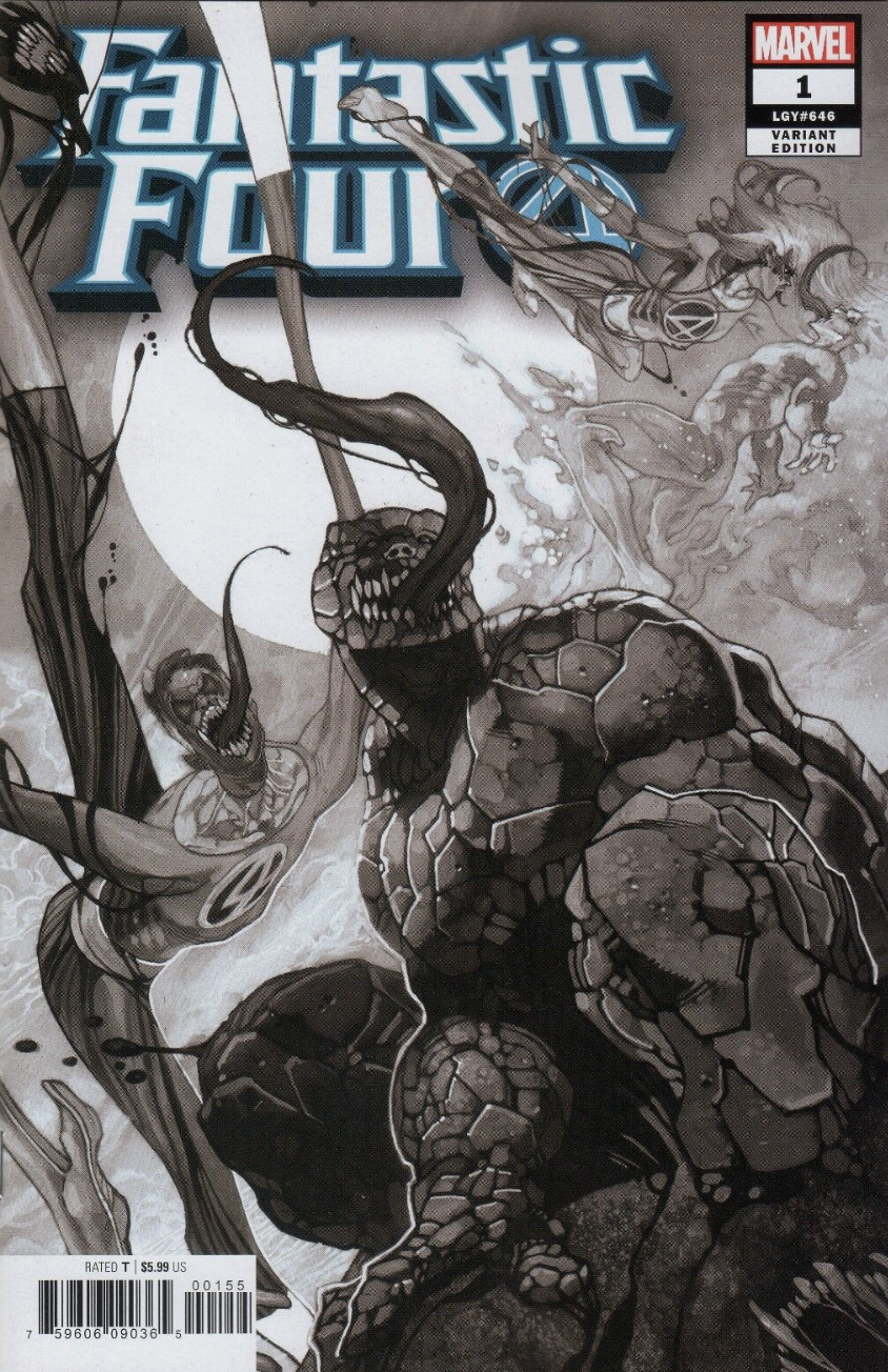 FANTASTIC FOUR #1 VENOMIZED PARTY B&W SKETCH ONE PER STORE VARIANT 2018 Fantastic Four MARVEL COMICS