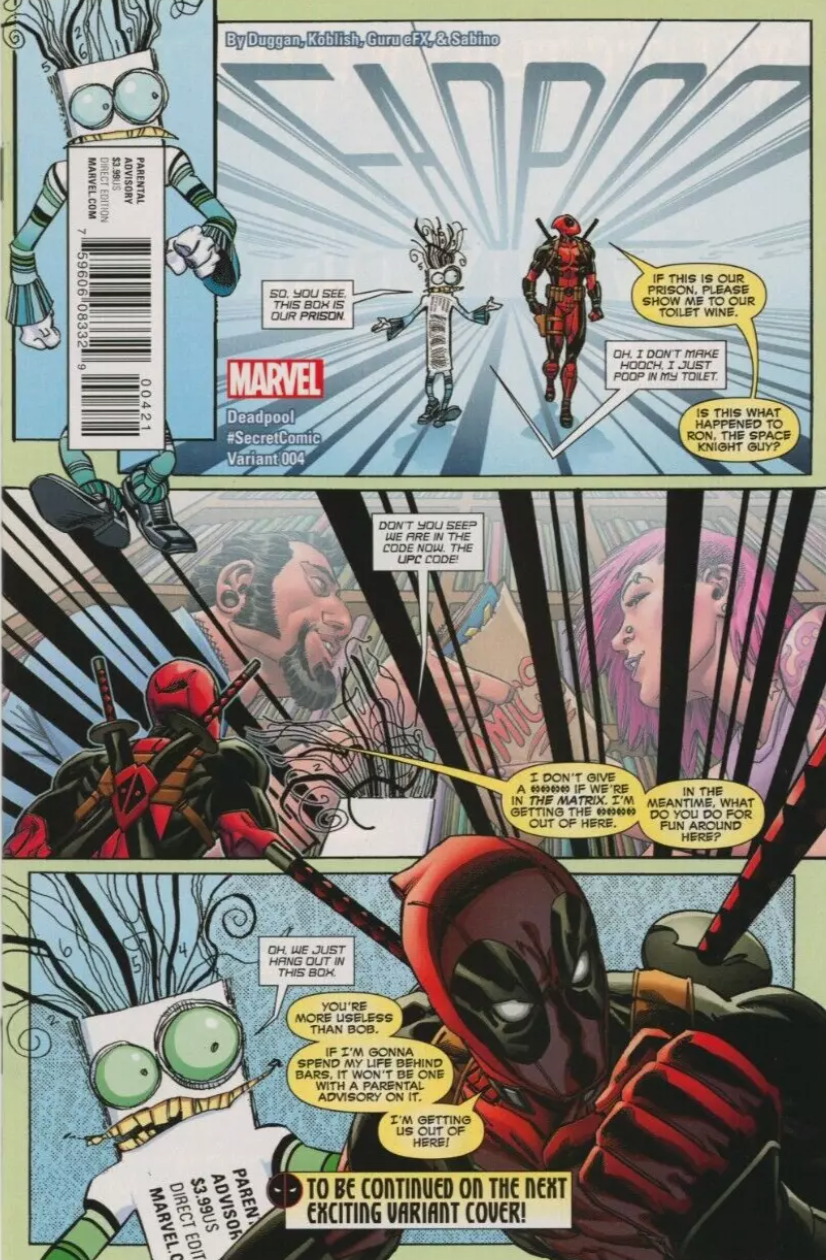 DEADPOOL #4 KOBLISH SECRET VARIANT 2015 Deadpool MARVEL COMICS