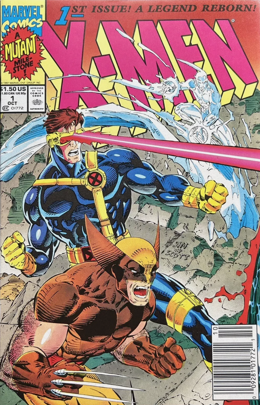 X-MEN #1 JIM LEE CYCLOPS WOLVERINE NEWSSTAND 1991 X-Men MARVEL COMICS