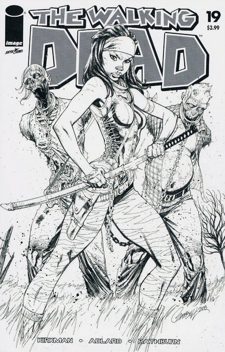 WALKING DEAD #19 J SCOTT CAMPBELL 15TH ANNIVERSARY B&W VARIANT 2018 Walking Dead IMAGE COMICS