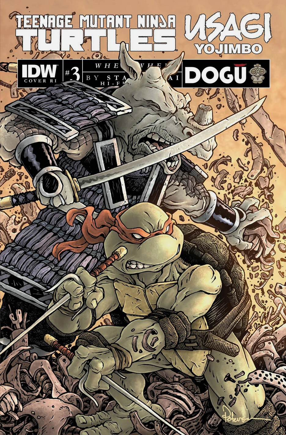 TMNT USAGI YOJIMBO WHEREWHEN #3 DAVID PETERSON 1:50 VARIANT 2023 TMNT IDW PUBLISHING