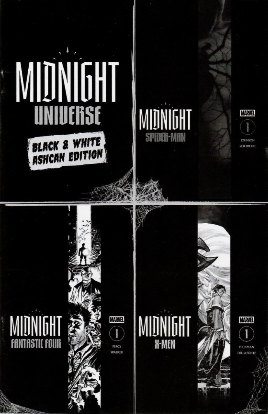 MIDNIGHT SPIDER-MAN X-MEN FANTASTIC FOUR B&W ASHCAN 2026 MARVEL