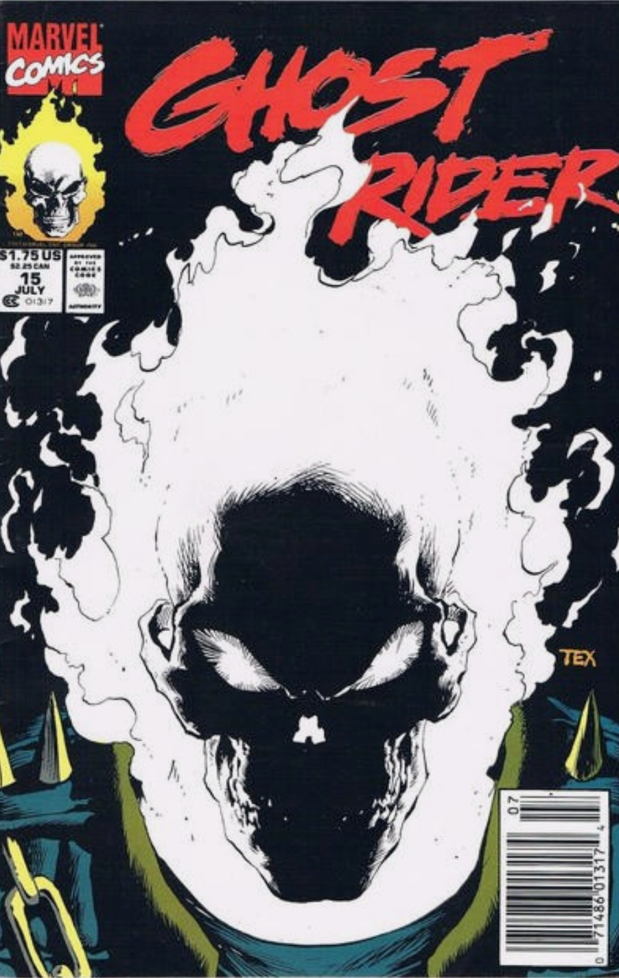 GHOST RIDER #15 GLOW IN THE DARK 1991 NEWSSTAND