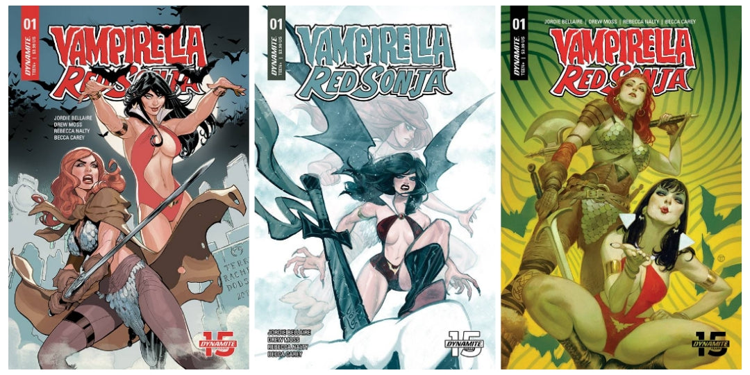 VAMPIRELLA RED SONJA #1 SET OF 3 2019 Vampirella DYNAMITE