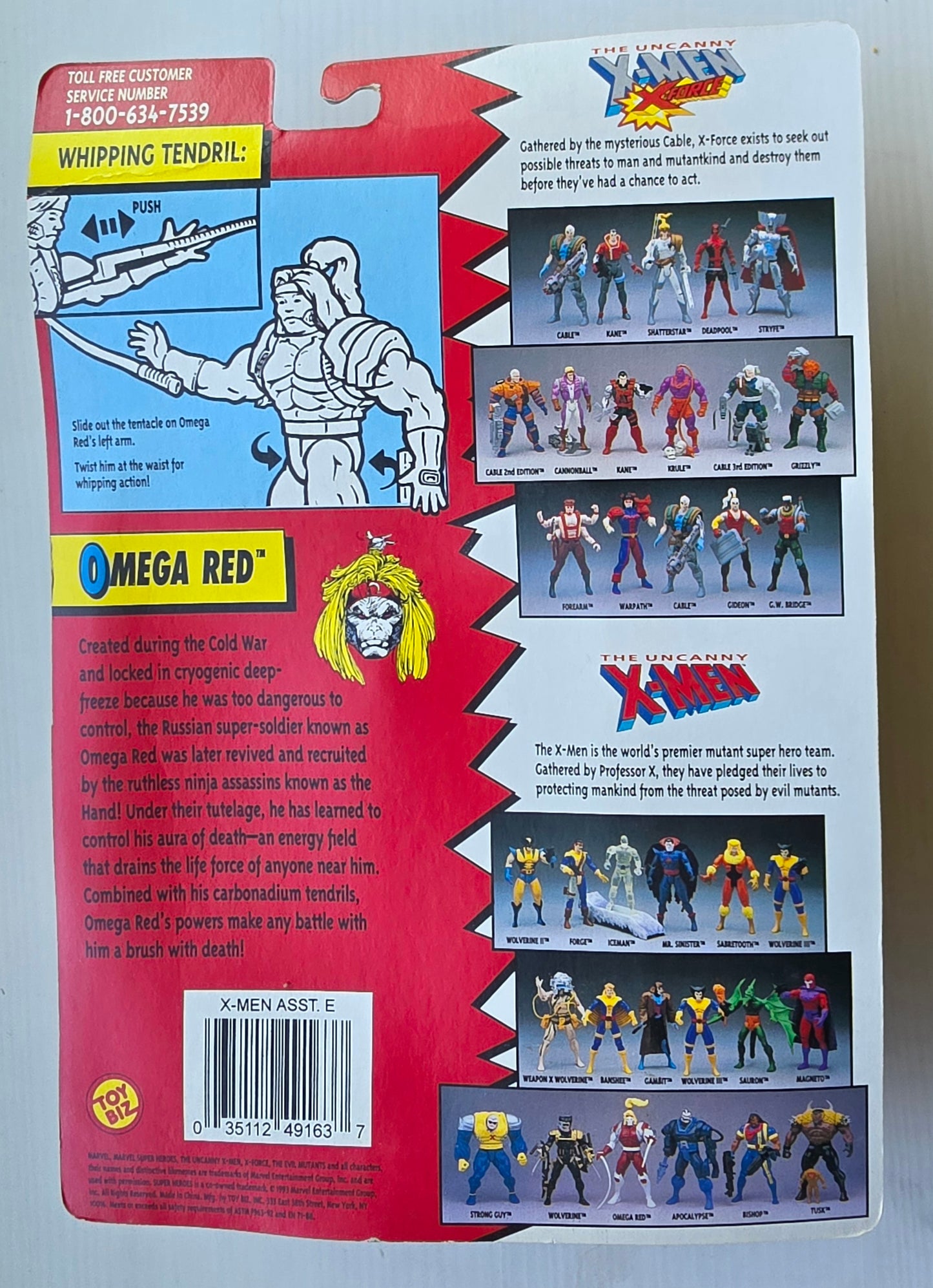 TOY BIZ UNCANNY X-MEN OMEGA RED ACTION FIGURE 1993 X-Men Toy Biz